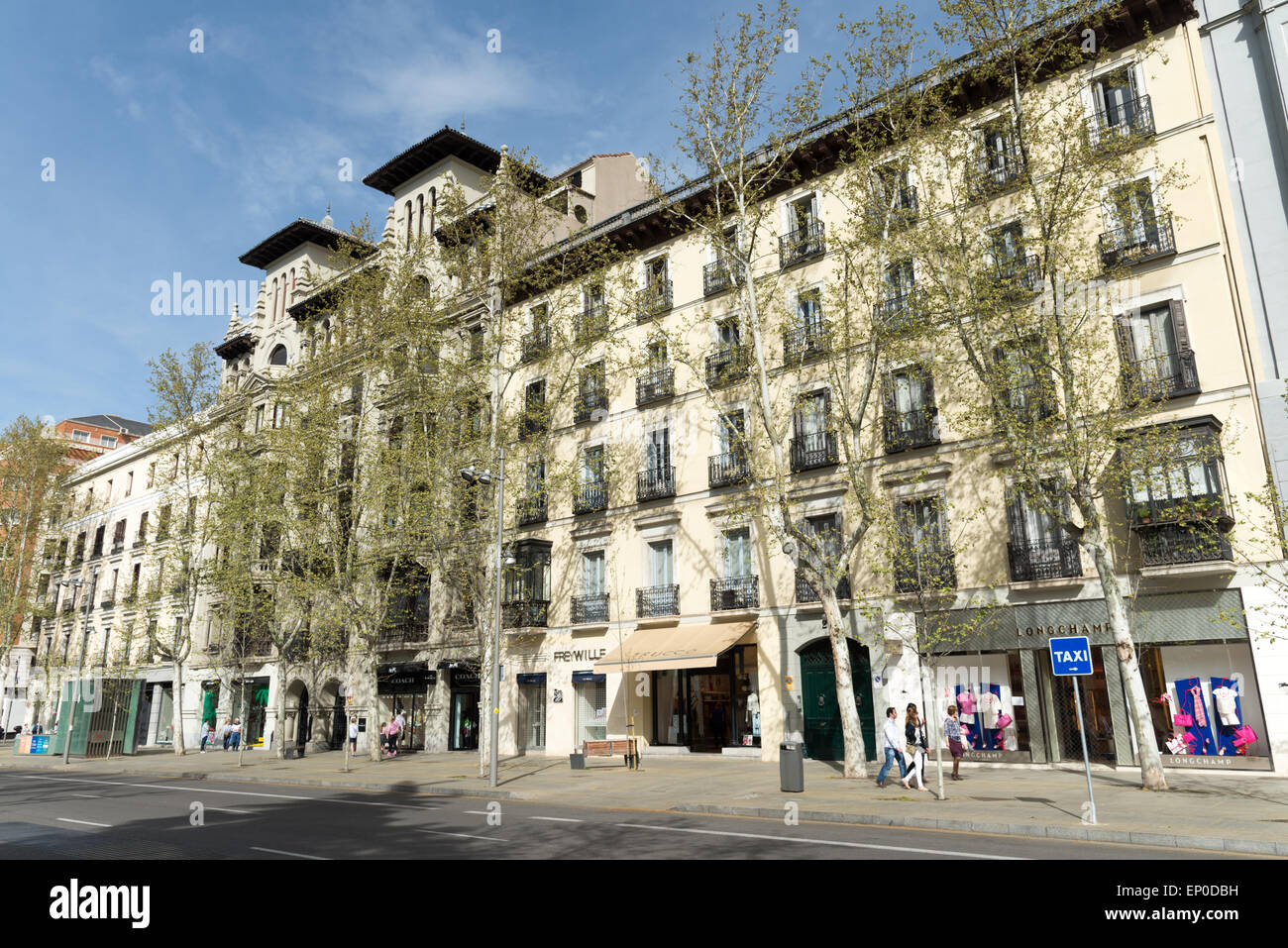 Calle Serrano nel quartiere di Salamanca, Madrid, Spagna Foto Stock