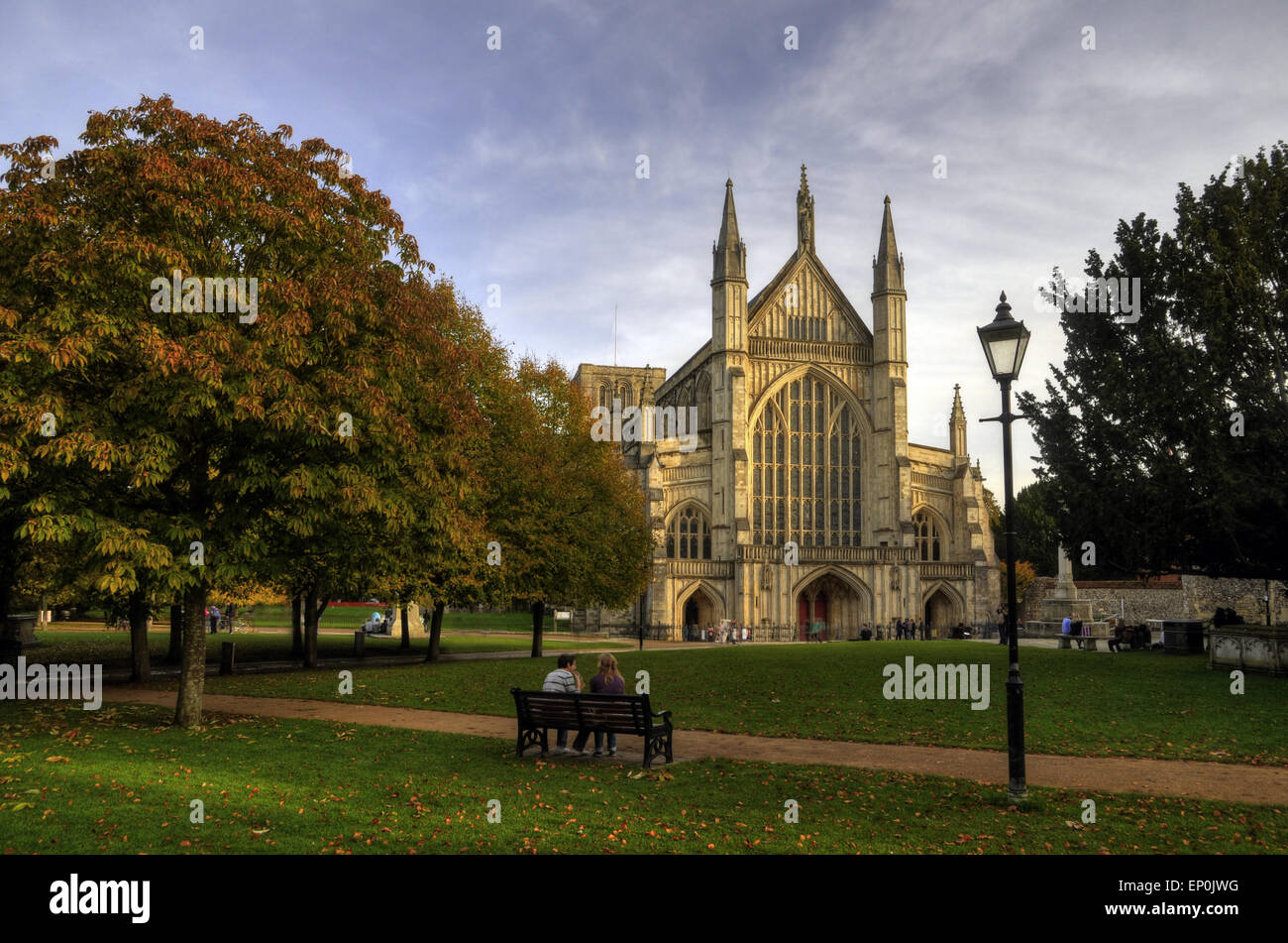 La cattedrale di Winchester, Hampshire, Inghilterra, Regno Unito, Europa Foto Stock