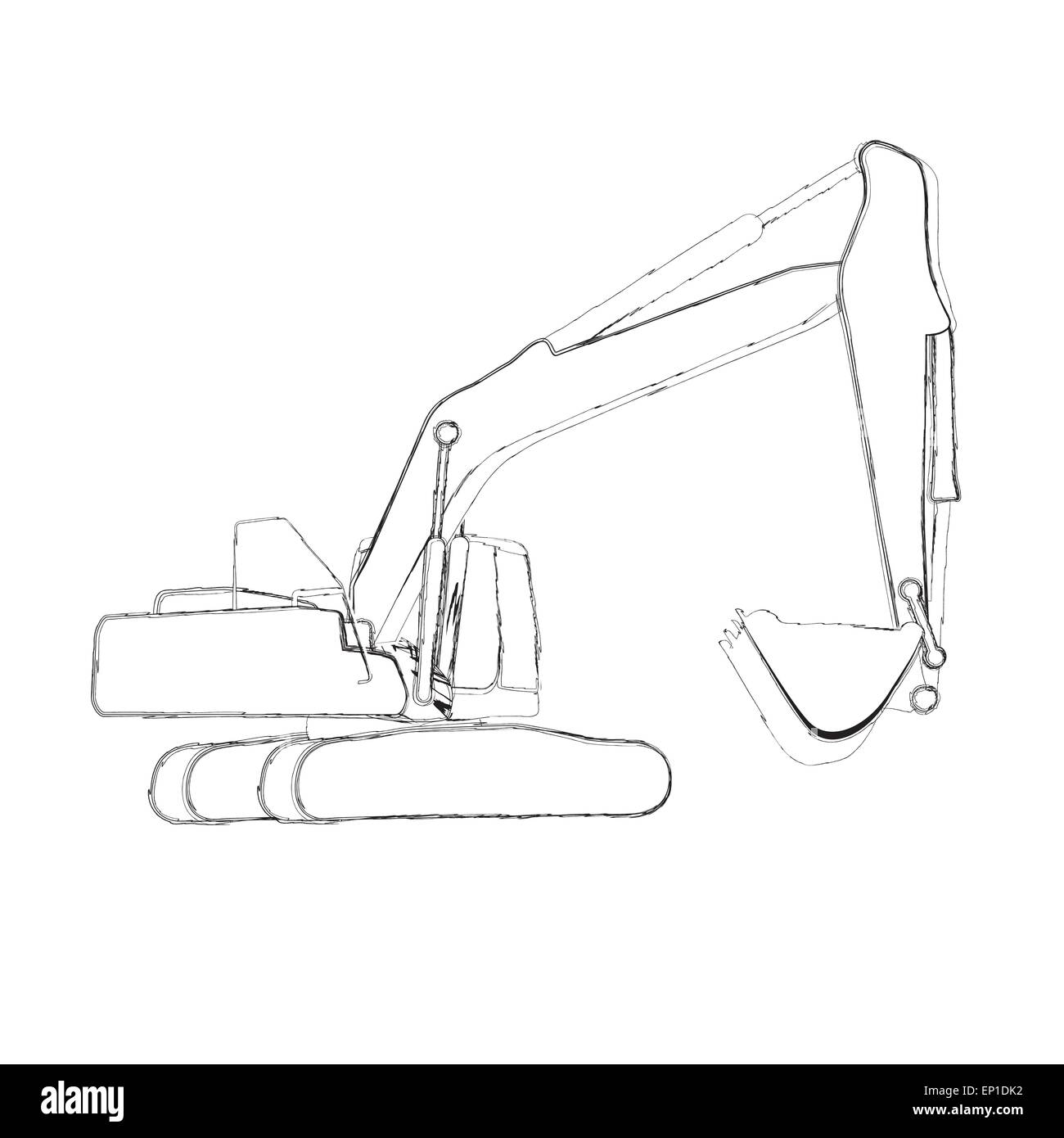 Il lavoro dell'escavatore. Illustrazione Vettoriale Illustrazione Vettoriale