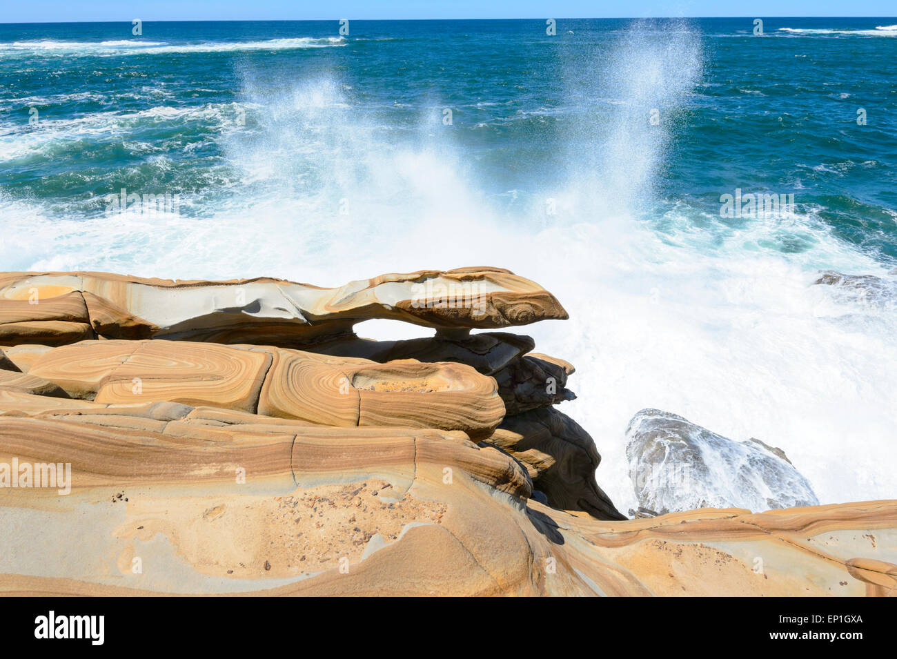 Gli anelli di Liesegang, Bouddi National Park, New South Wales, NSW, Australia Foto Stock