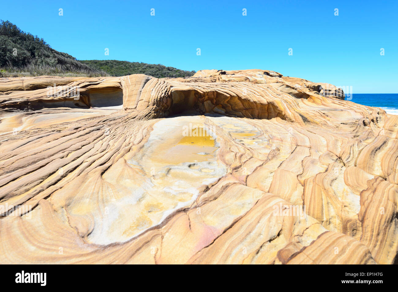 Gli anelli di Liesegang, Bouddi National Park, New South Wales, NSW, Australia Foto Stock