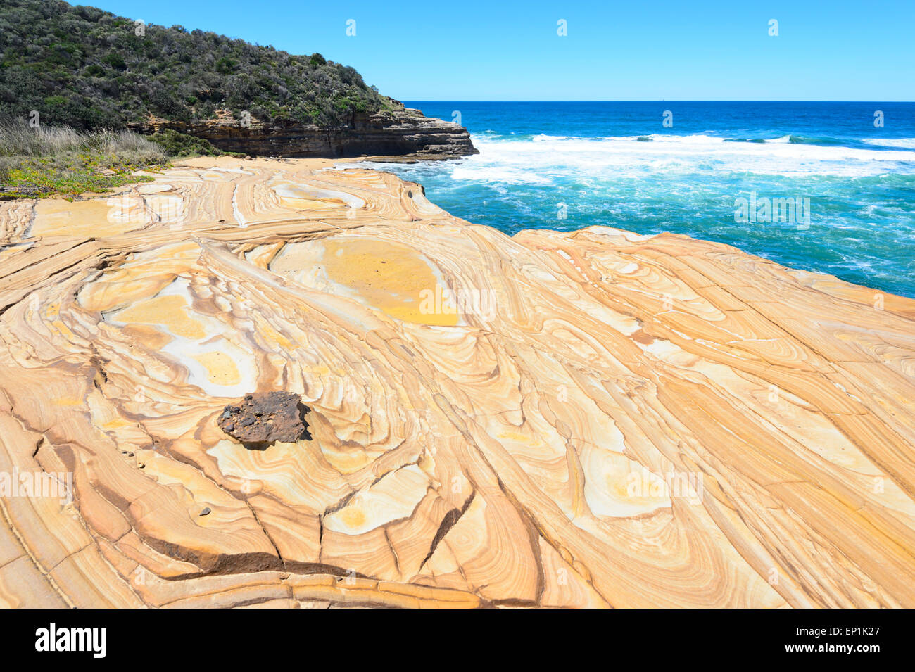 Gli anelli di Liesegang, Bouddi National Park, New South Wales, NSW, Australia Foto Stock
