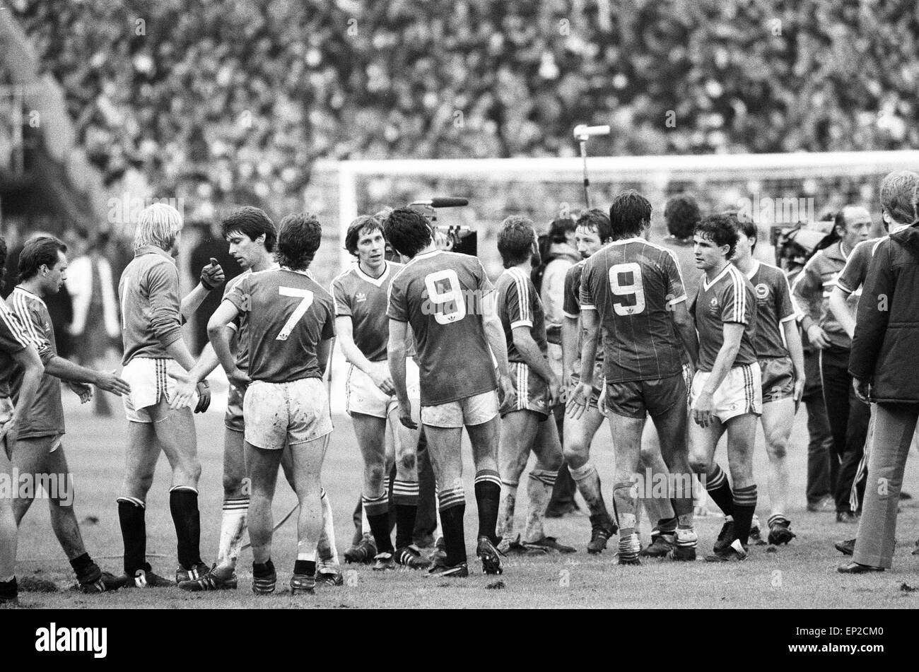 Brighton & Hove Albion V Manchester United FA Cup finale allo stadio di Wembley, sabato 21 maggio 1983. Punteggio finale: Brighton & Hove Albion 2-2 Manchester United AET Foto Stock