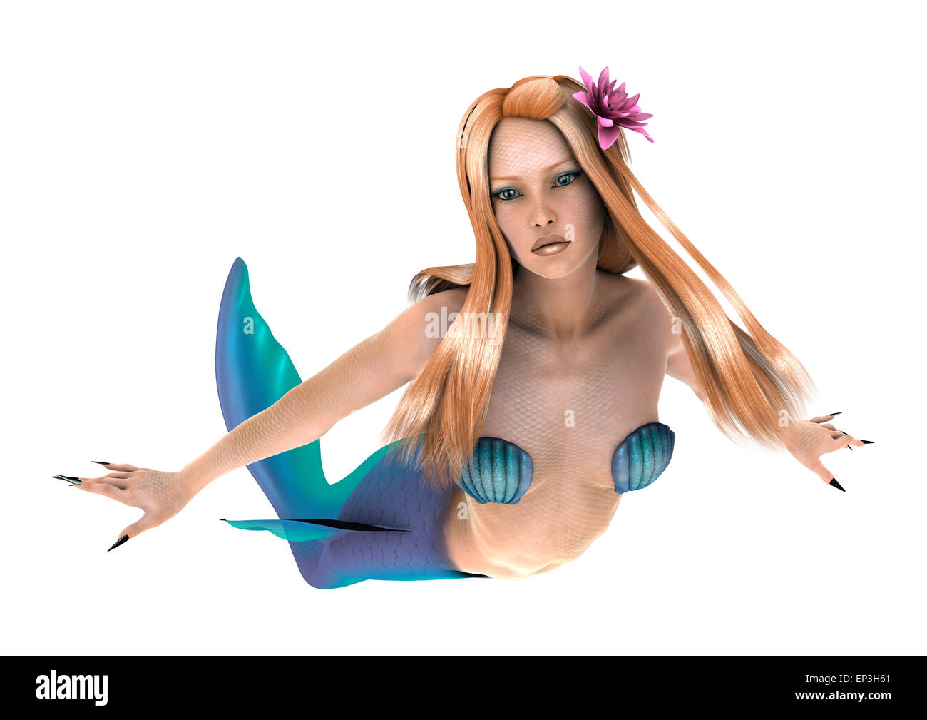 3D render digitale di un bellissimo fantasy mermaid isolati su sfondo bianco Foto Stock 3D render digitale di un bellissimo fantasy mermaid isolati su sfondo bianco Foto Stock