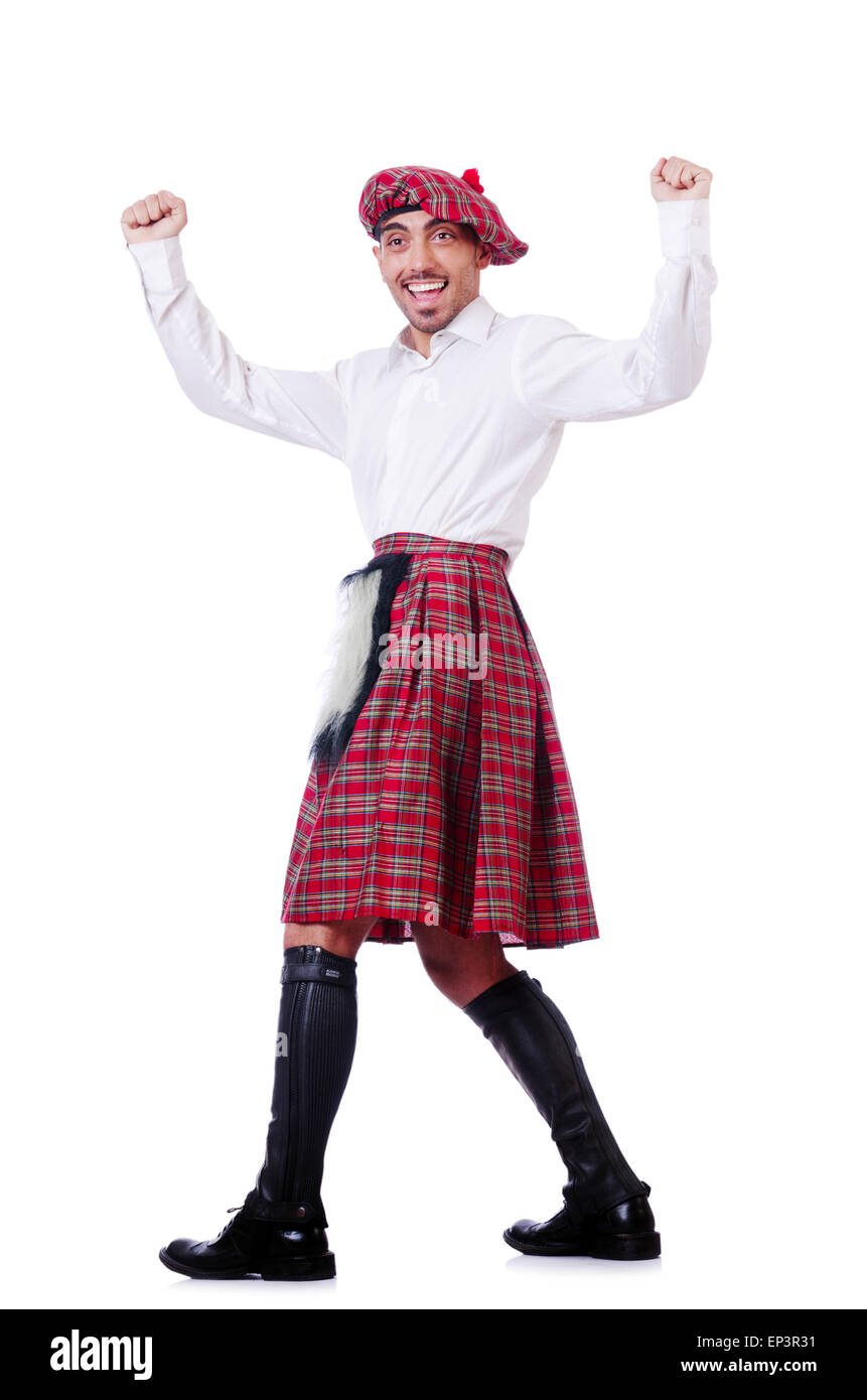 Tradizioni scozzesi concetto con chi indossa kilt Foto Stock