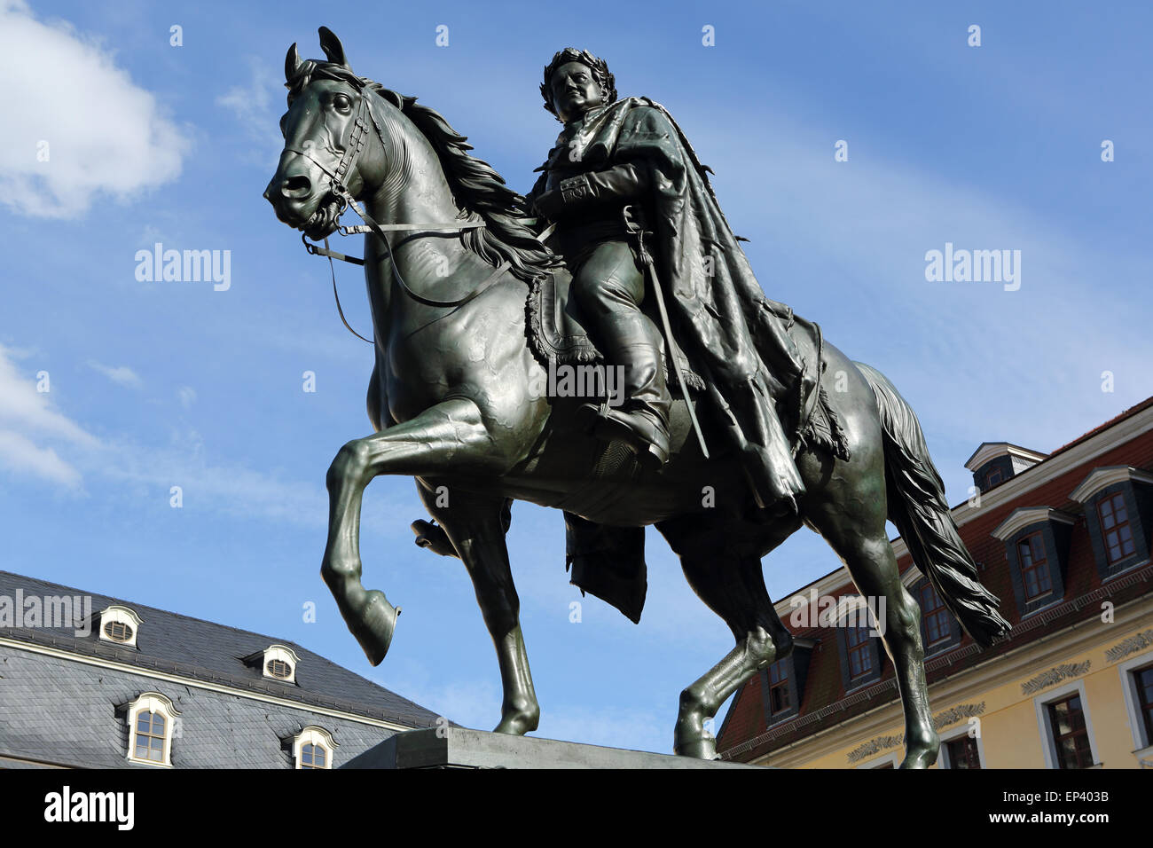 Statua equina del Granduca Karl August di Sassonia-weimar-Eisenach (1757 - 1828) a Weimar, Germania. Foto Stock