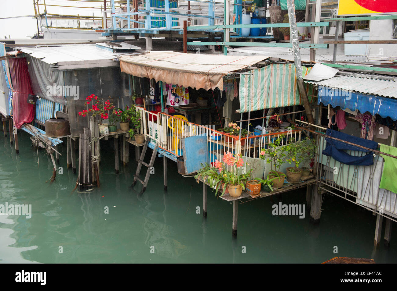 Tai O villaggio di pescatori stilt home situato sull'Isola di Lantau, Hong Kong, Cina Foto Stock
