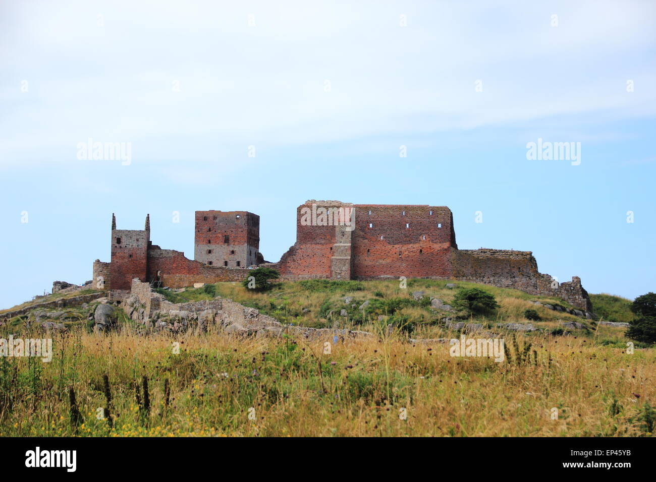 Panorama del castello di Hammershus rovina la Danimarca Foto Stock