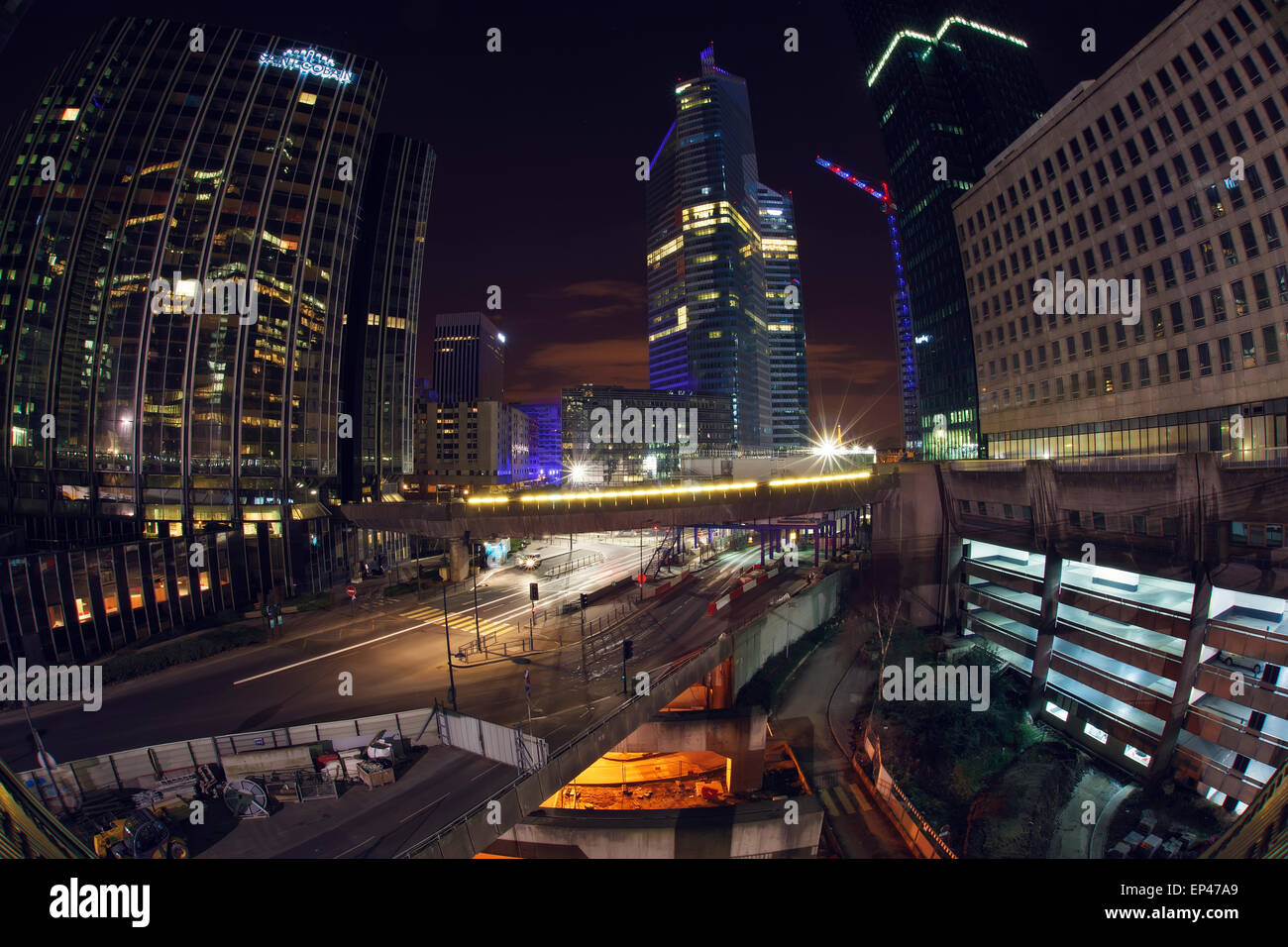 Quartiere degli affari di notte, Parigi, Francia Foto Stock