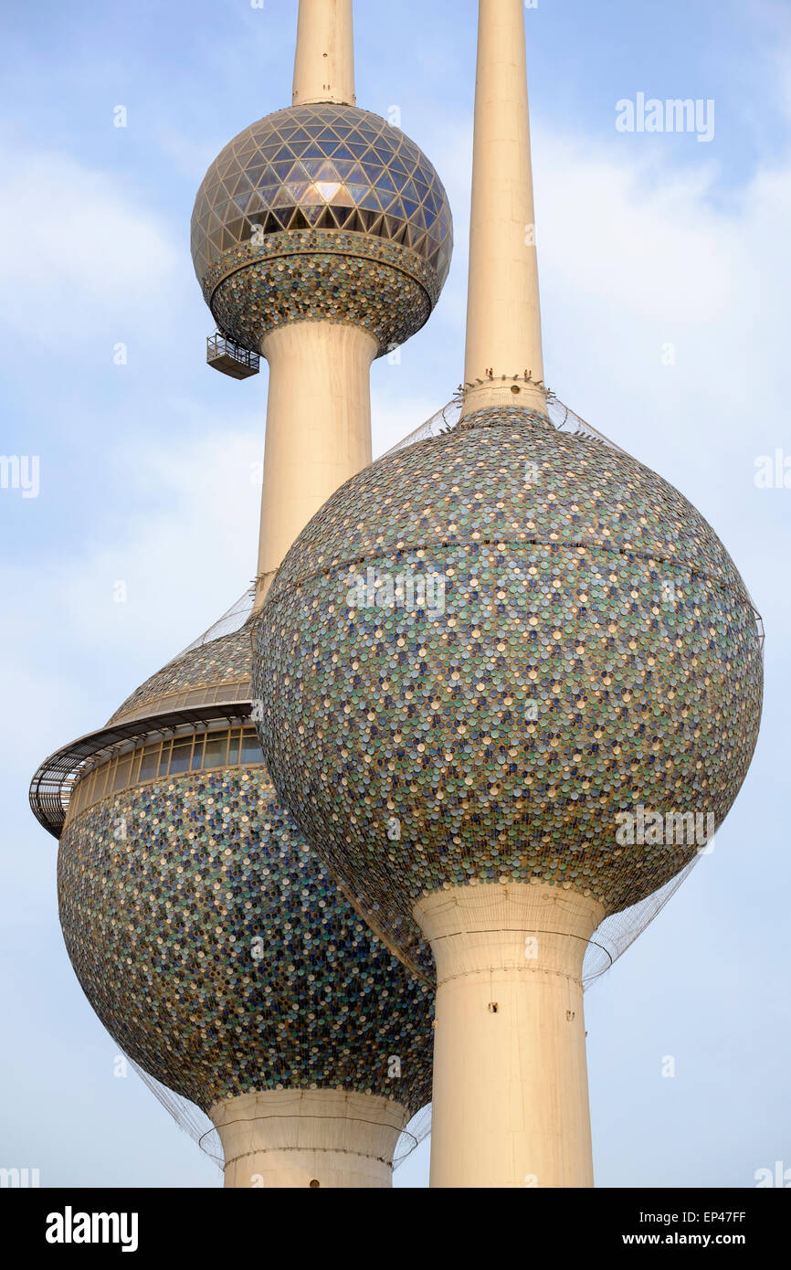 Dettaglio del Kuwait Towers in Kuwait City in Kuwait. Foto Stock