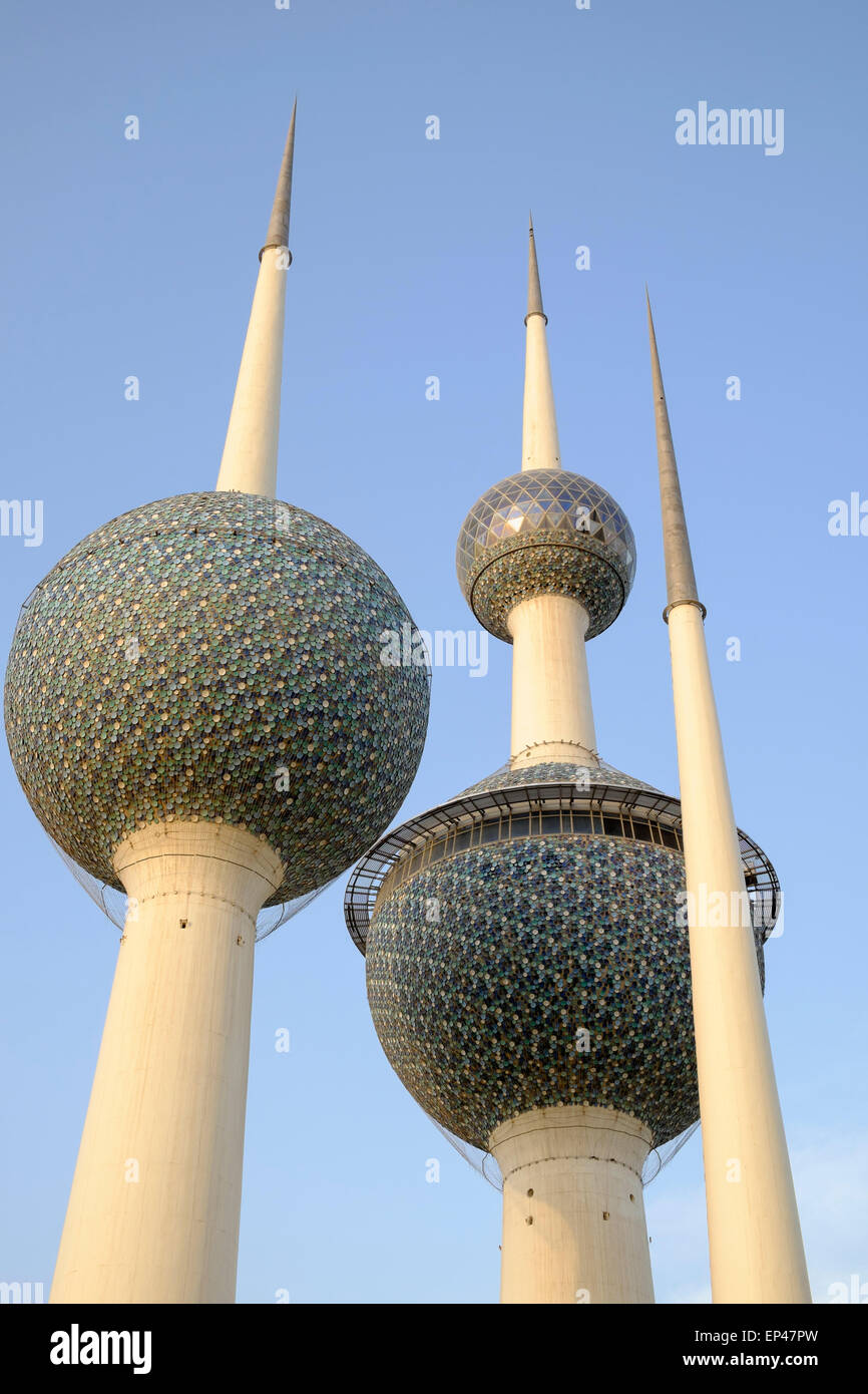 Dettaglio del Kuwait Towers in Kuwait City in Kuwait. Foto Stock