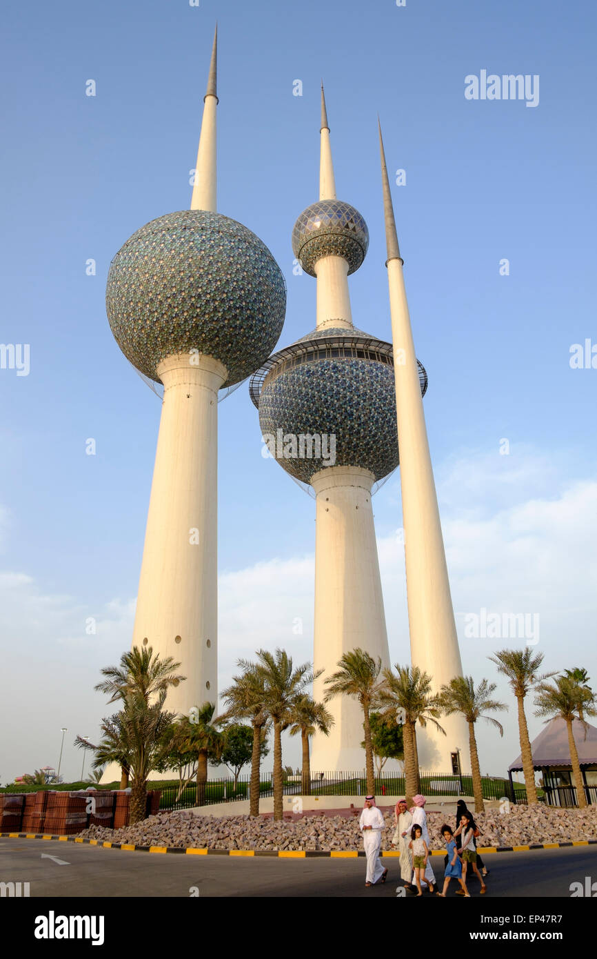 Kuwait Towers in Kuwait City in Kuwait. Foto Stock