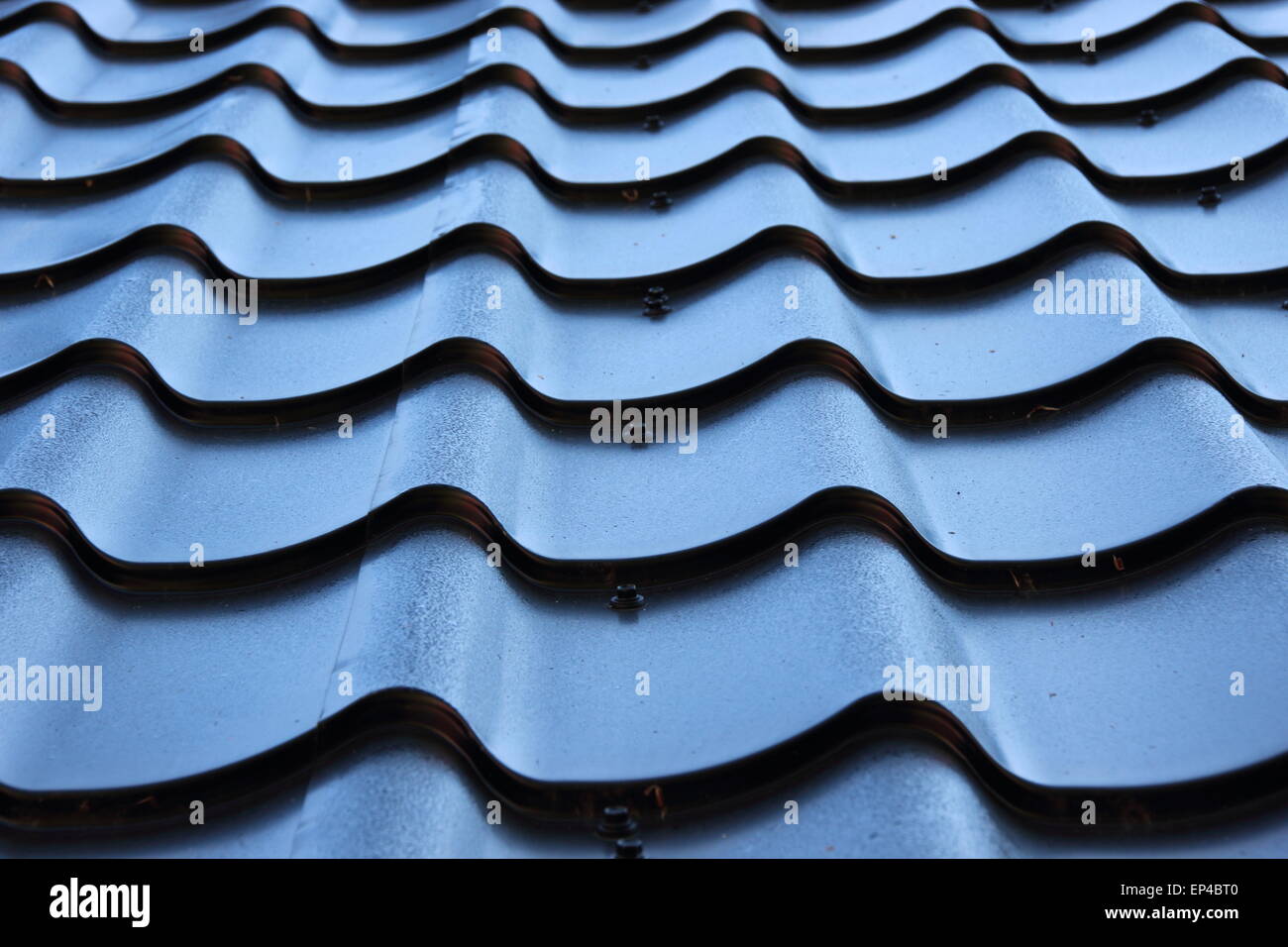 Dettaglio del nero curvo tetto metallico Foto Stock