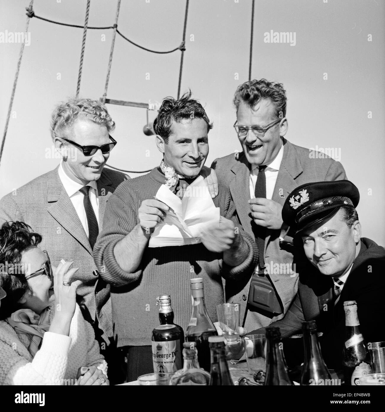 Deutscher Sänger Freddy Quinn auf dem critica Polydor Schiff 'Heimweh', Deutschland 1950er Jahre