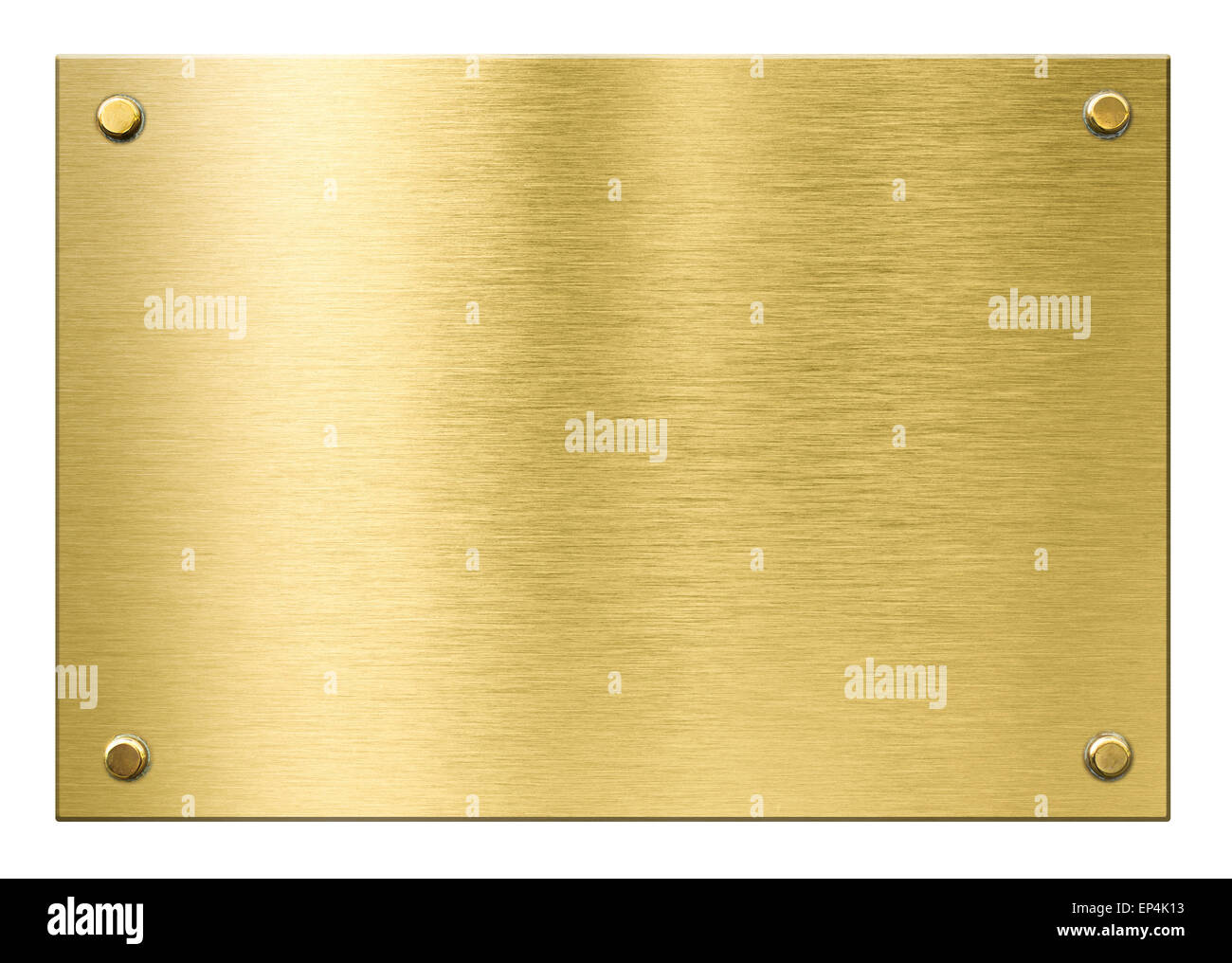 Oro o ottone placca di metallo con rivetti isolato Foto Stock