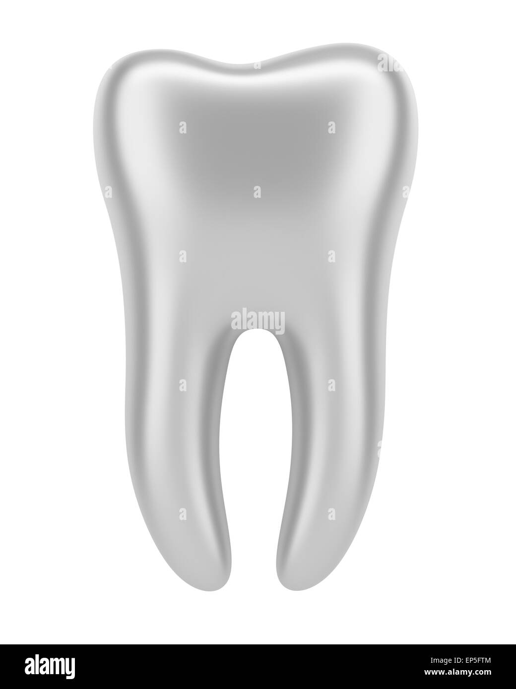 3d argento dente umano isolato su sfondo bianco Foto Stock