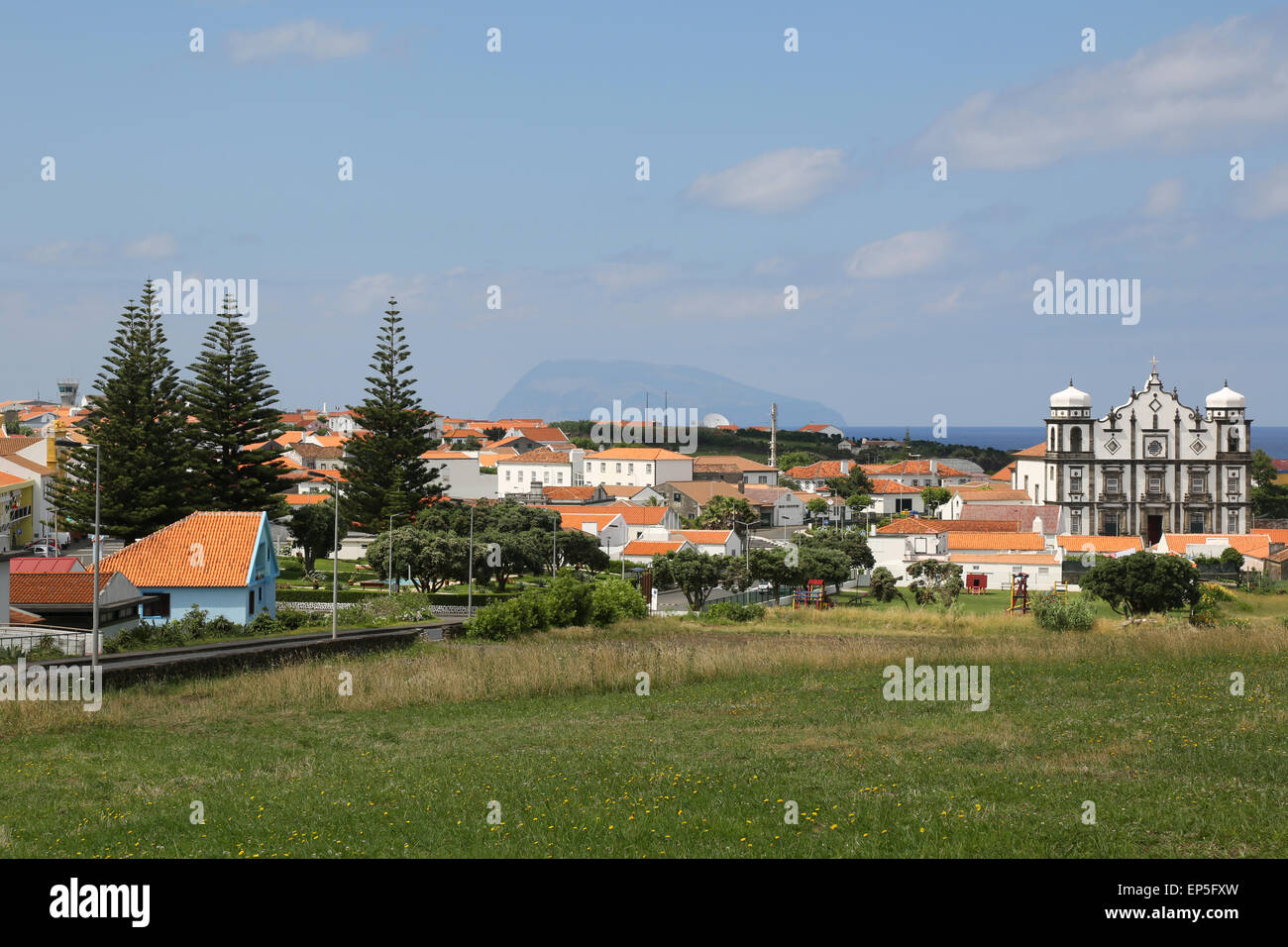 Panorama der Insel Flores Azoren Portogallo Foto Stock