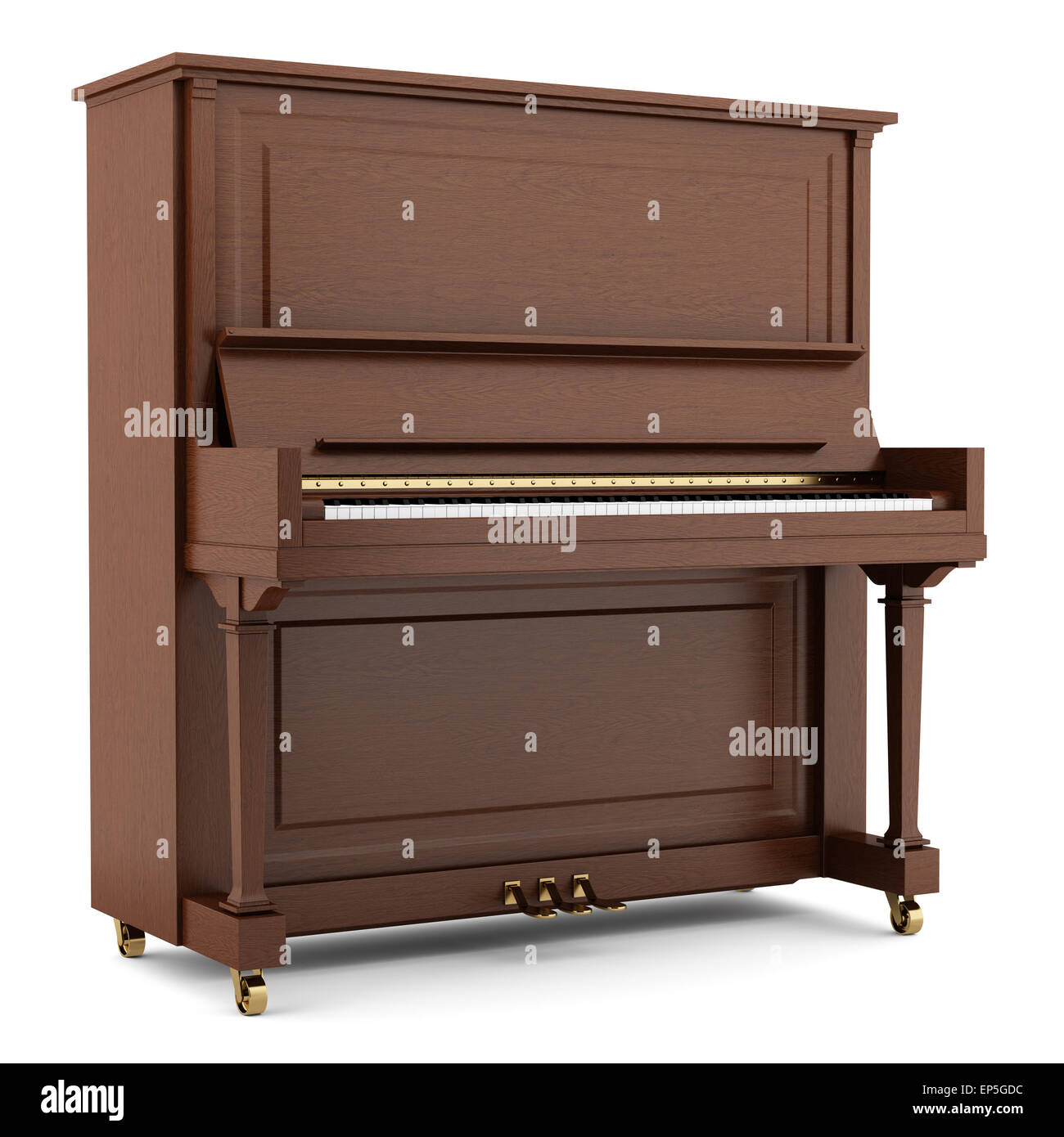 Brown pianoforte isolati su sfondo bianco Foto Stock
