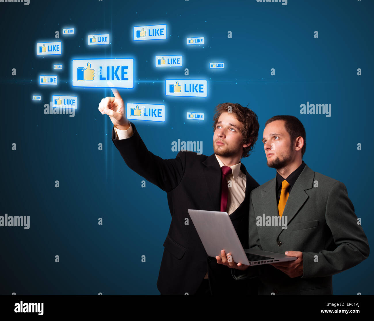 Imprenditore moderno di pressatura di tipo sociale di icone Foto Stock