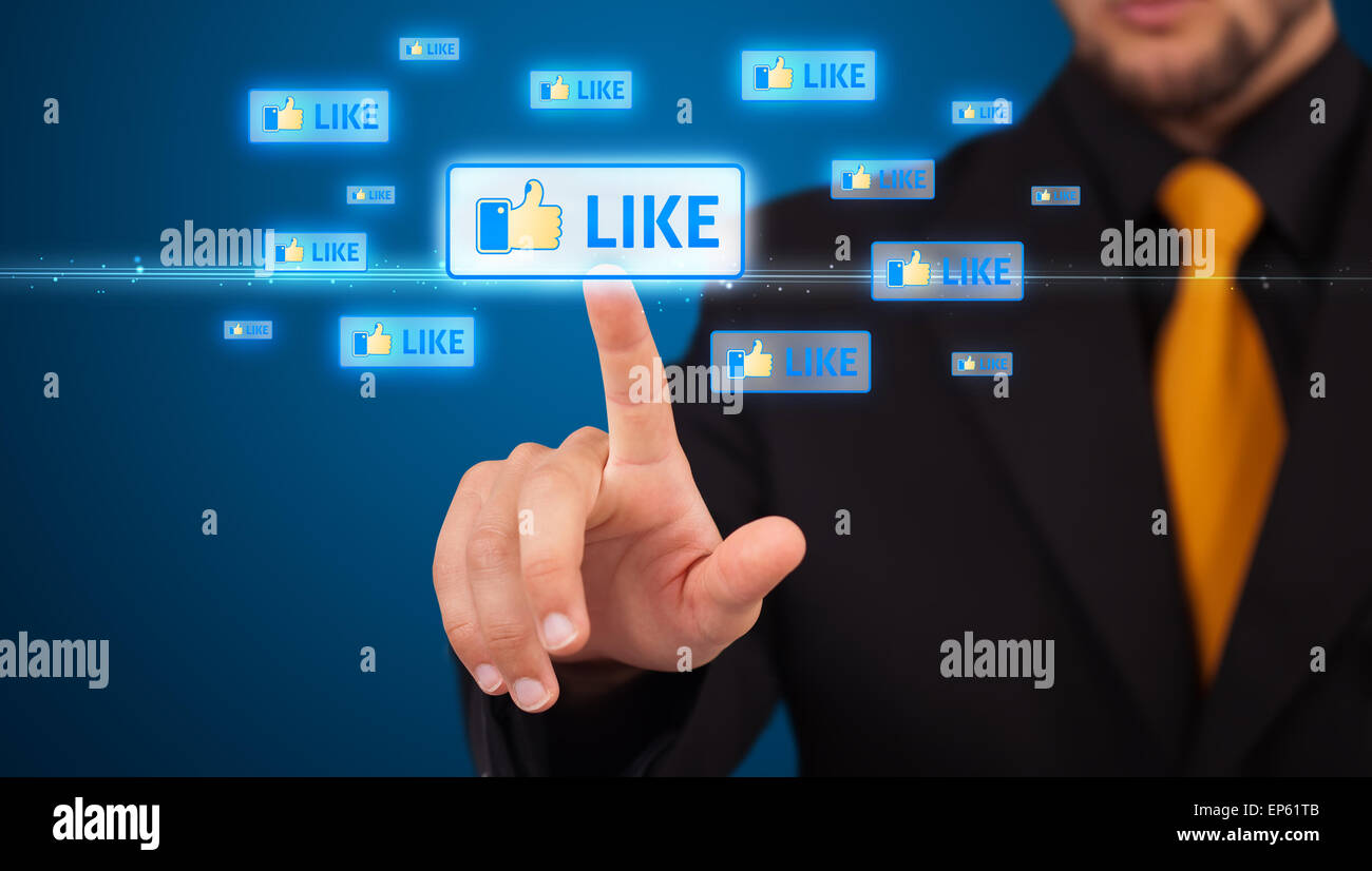 Imprenditore moderno di pressatura di tipo sociale di icone Foto Stock