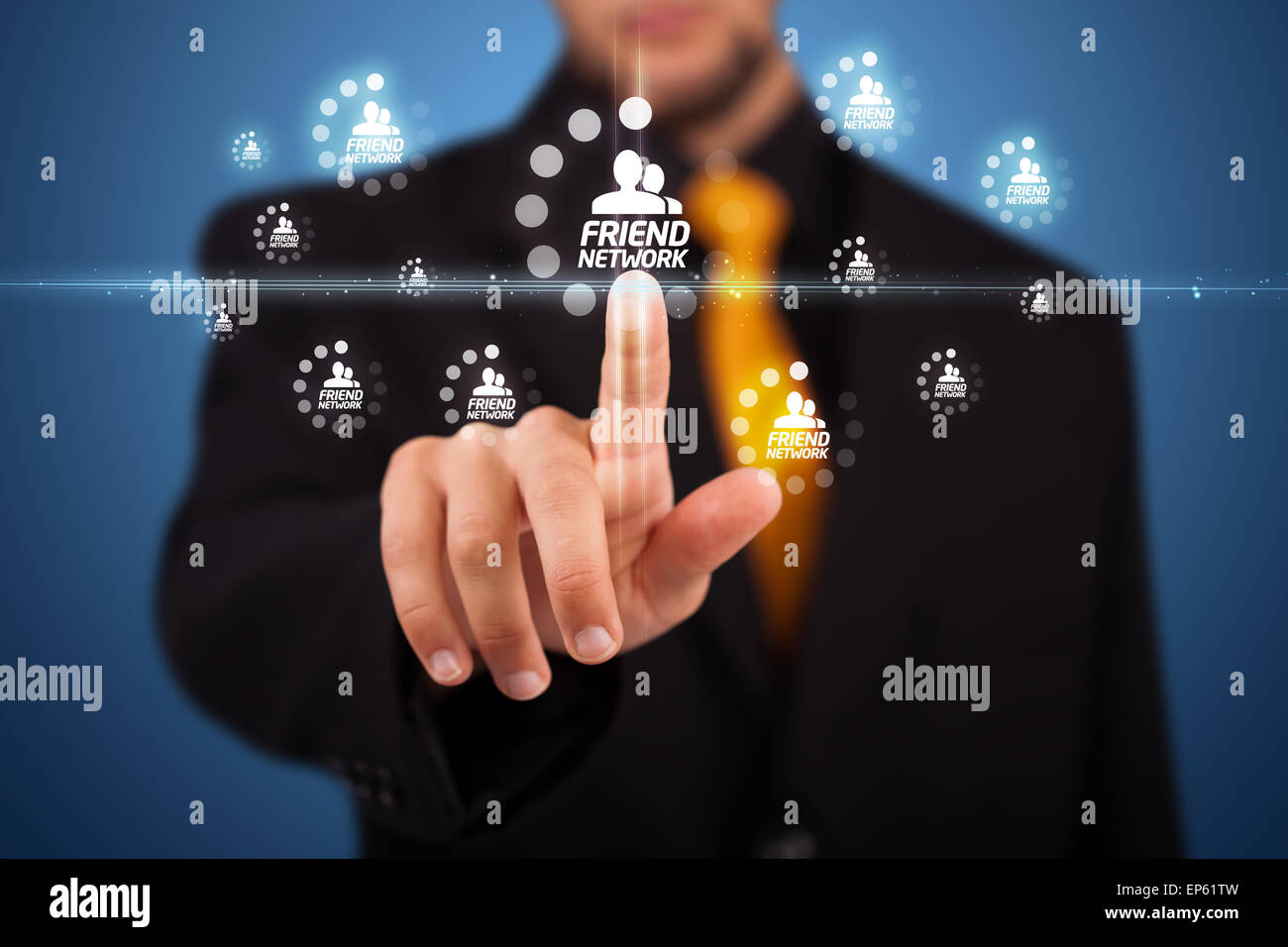 Imprenditore moderno di pressatura di tipo sociale di icone Foto Stock