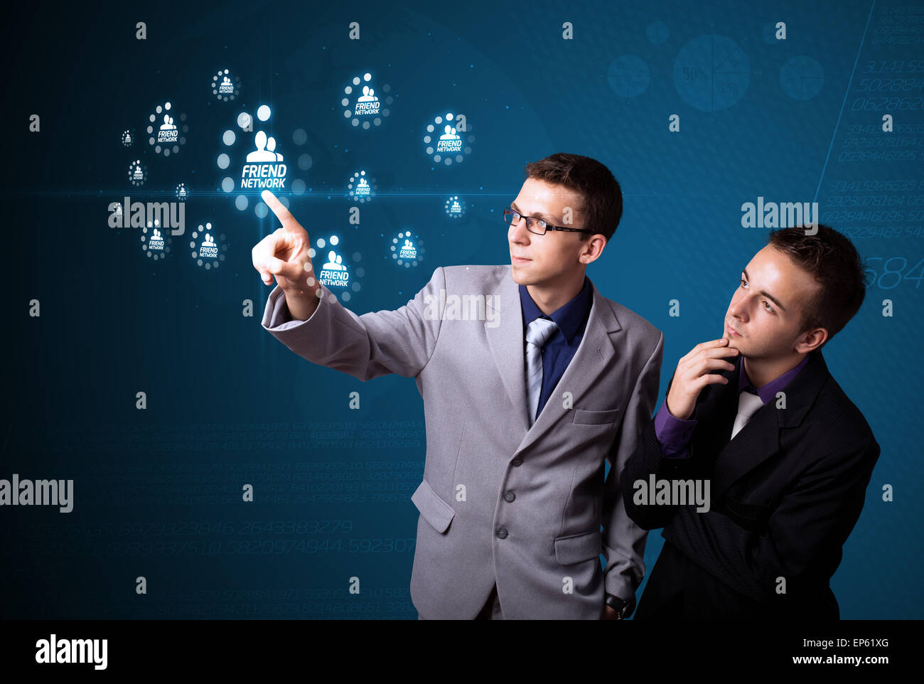 Imprenditore moderno di pressatura di tipo sociale di icone Foto Stock