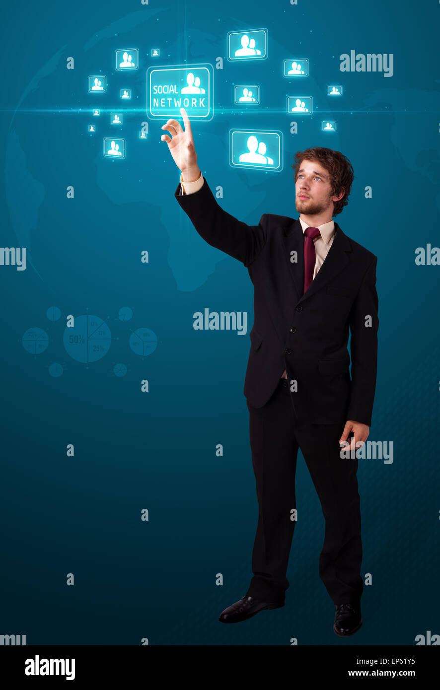 Imprenditore moderno di pressatura di tipo sociale di icone Foto Stock