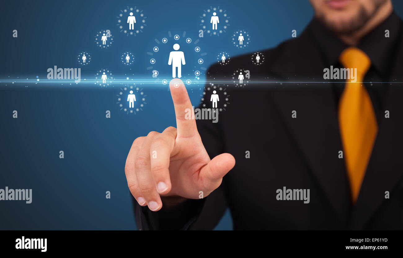 Imprenditore moderno di pressatura di tipo sociale di icone Foto Stock