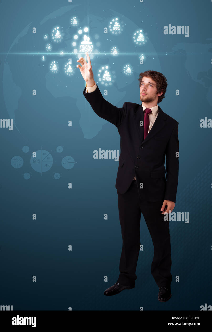 Imprenditore moderno di pressatura di tipo sociale di icone Foto Stock