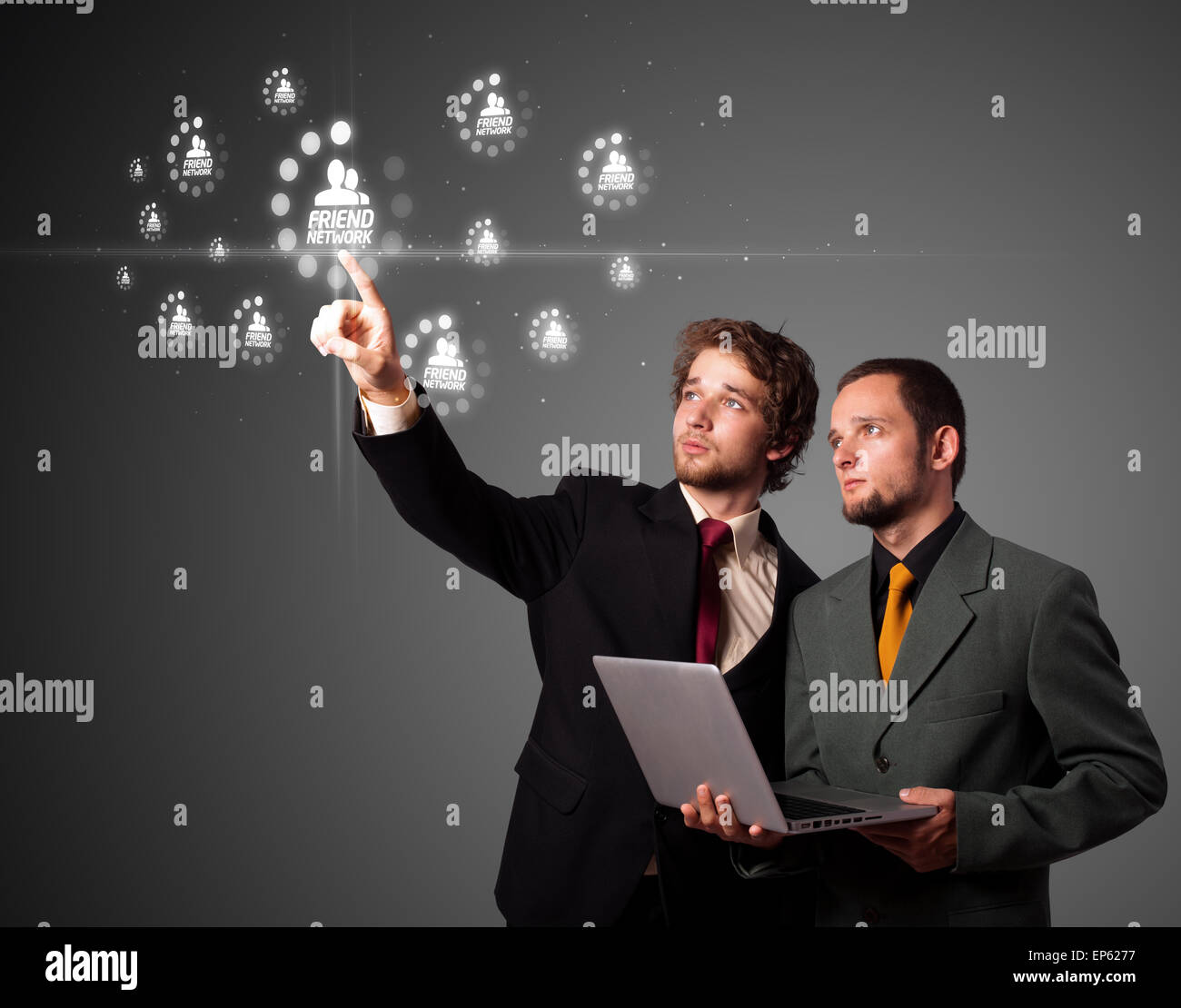 Imprenditore moderno di pressatura di tipo sociale di icone Foto Stock