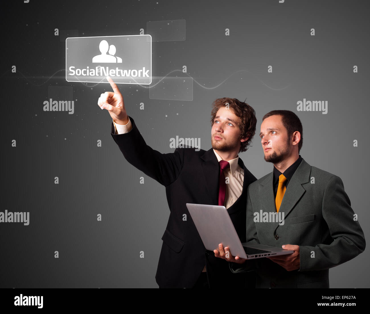 Imprenditore moderno di pressatura di tipo sociale di icone Foto Stock