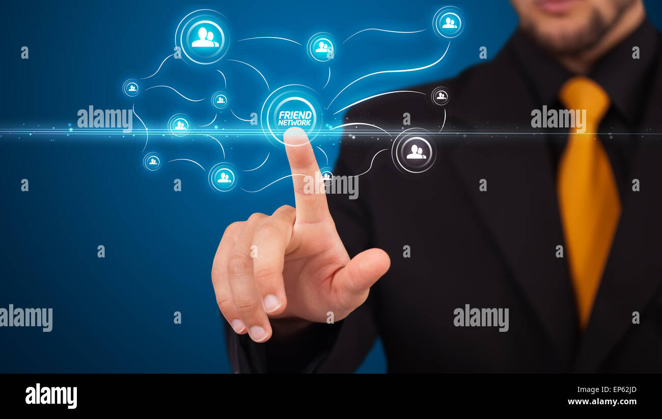 Imprenditore moderno di pressatura di tipo sociale di icone Foto Stock