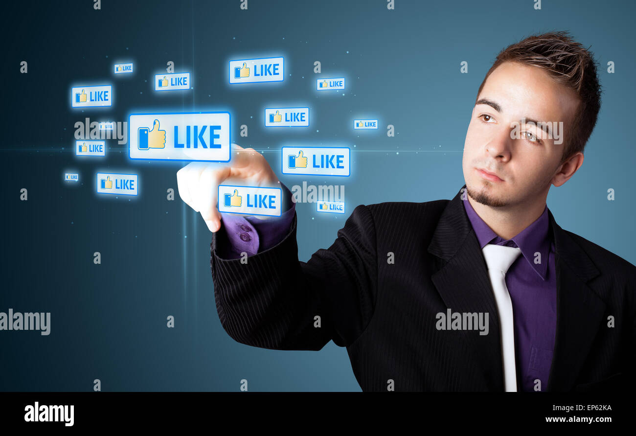 Imprenditore moderno di pressatura di tipo sociale di icone Foto Stock