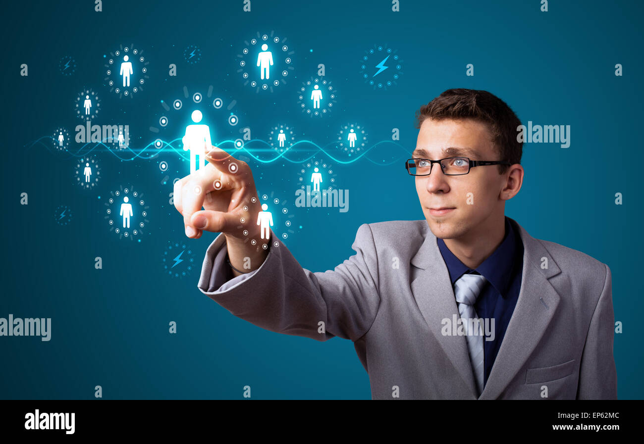 Imprenditore moderno di pressatura di tipo sociale di icone Foto Stock