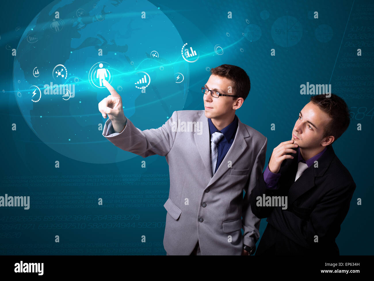 Imprenditore moderno di pressatura di tipo sociale di icone Foto Stock