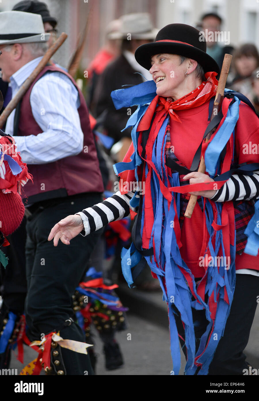 Rag Bag Morris un Morris Dance Troupe basato in Allanton in Scottish Borders. Foto Stock