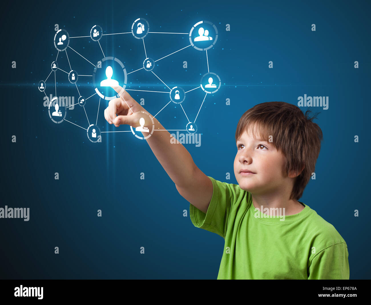 Imprenditore moderno di pressatura di tipo sociale di icone Foto Stock