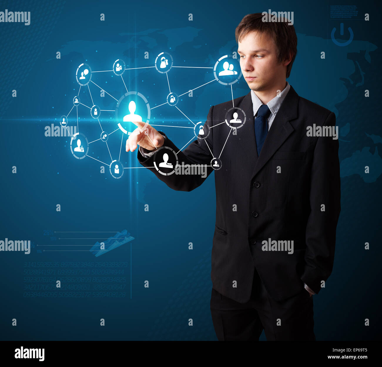 Imprenditore moderno di pressatura di tipo sociale di icone Foto Stock