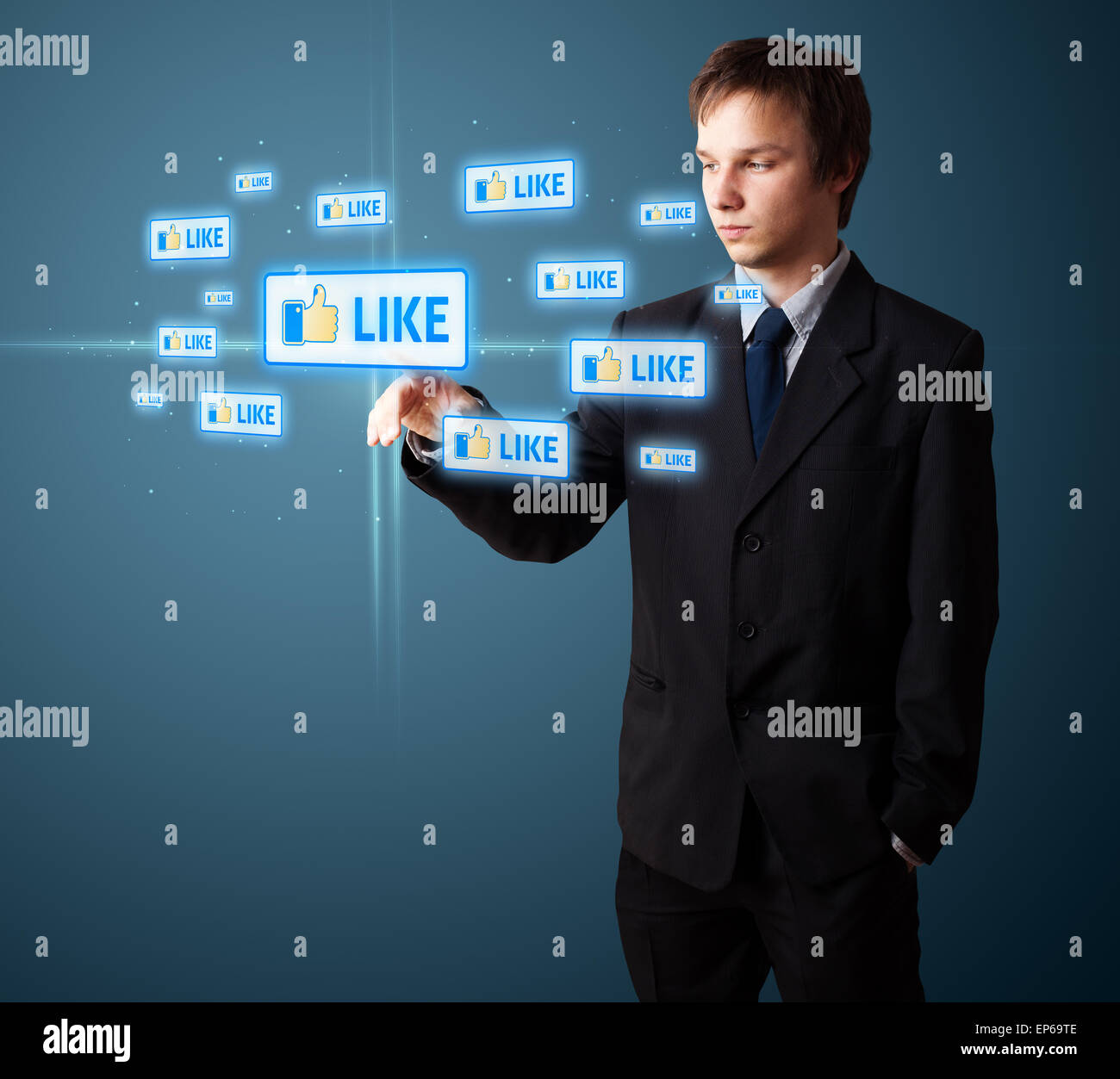 Imprenditore moderno di pressatura di tipo sociale di icone Foto Stock