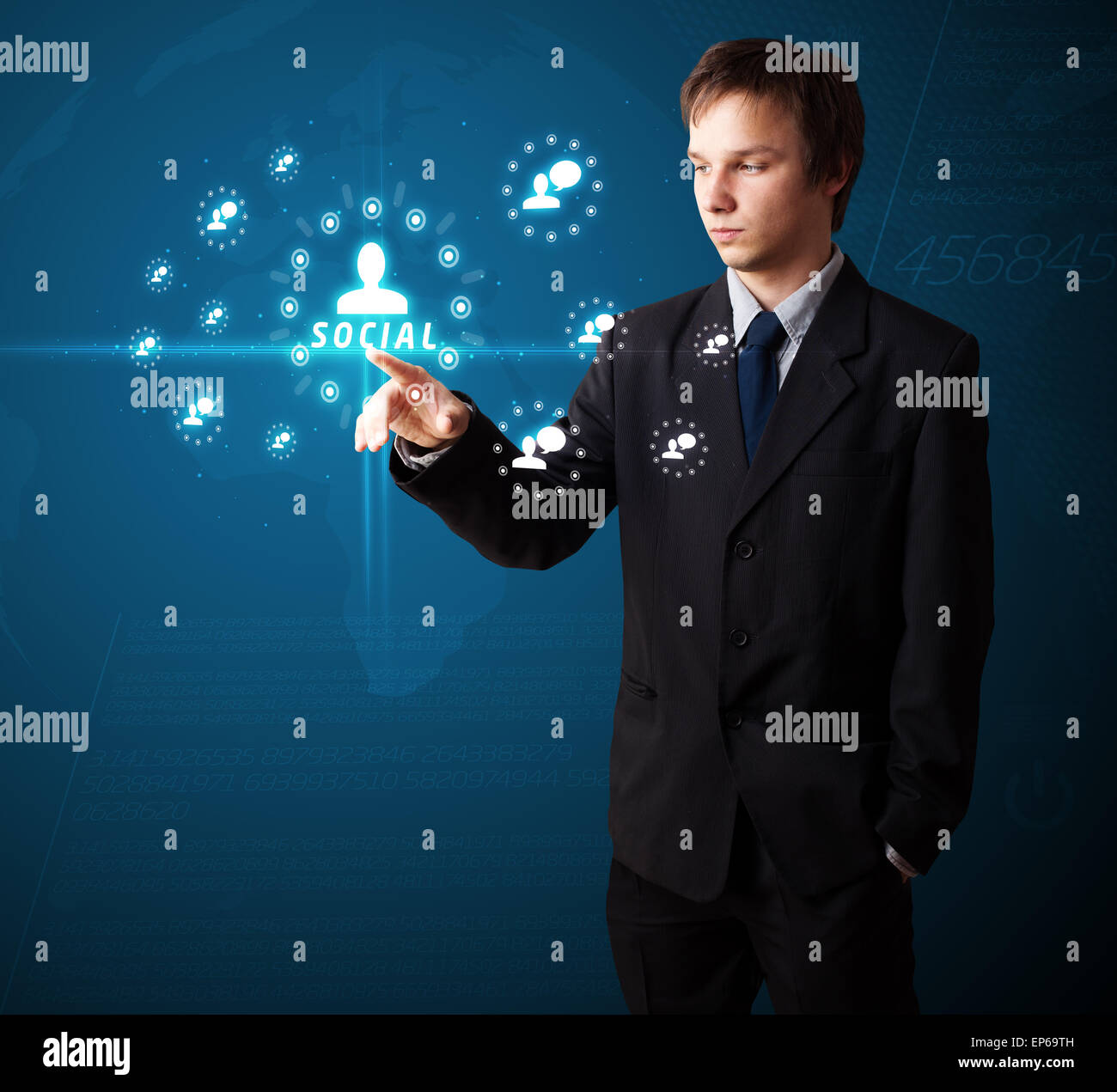 Imprenditore moderno di pressatura di tipo sociale di icone Foto Stock