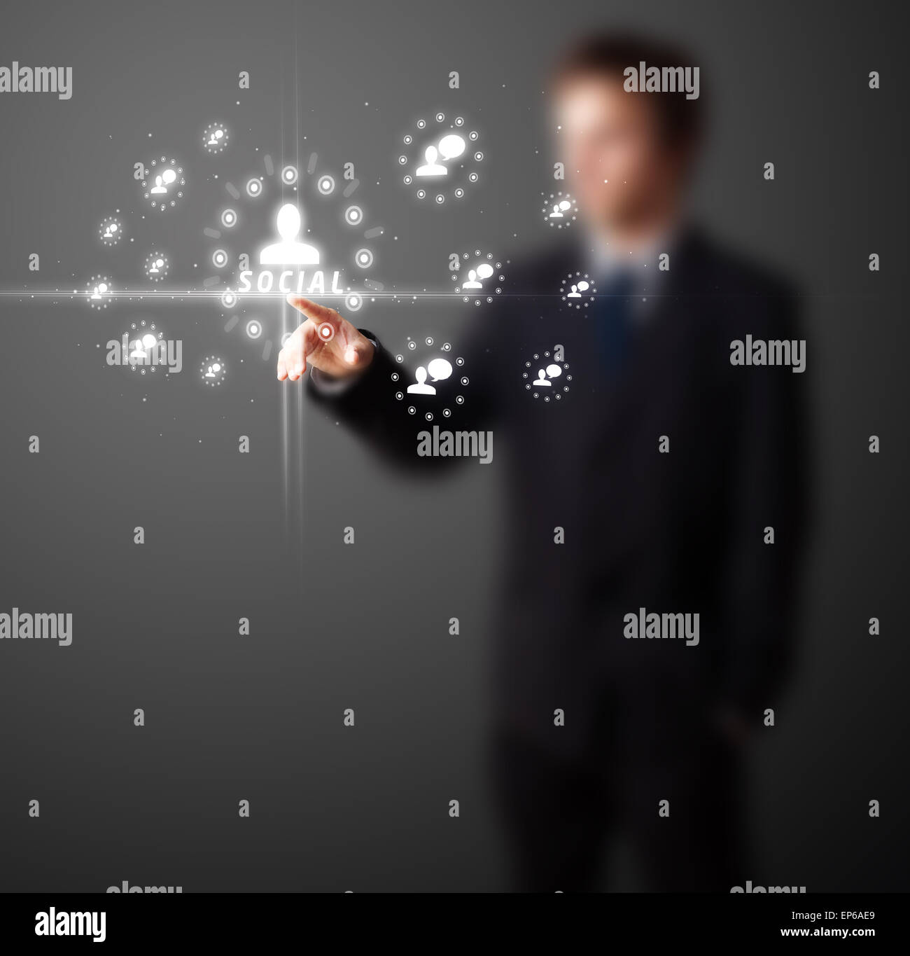 Imprenditore moderno di pressatura di tipo sociale di icone Foto Stock