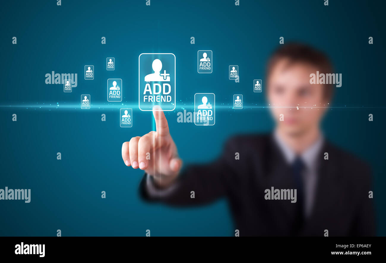 Imprenditore moderno di pressatura di tipo sociale di icone Foto Stock