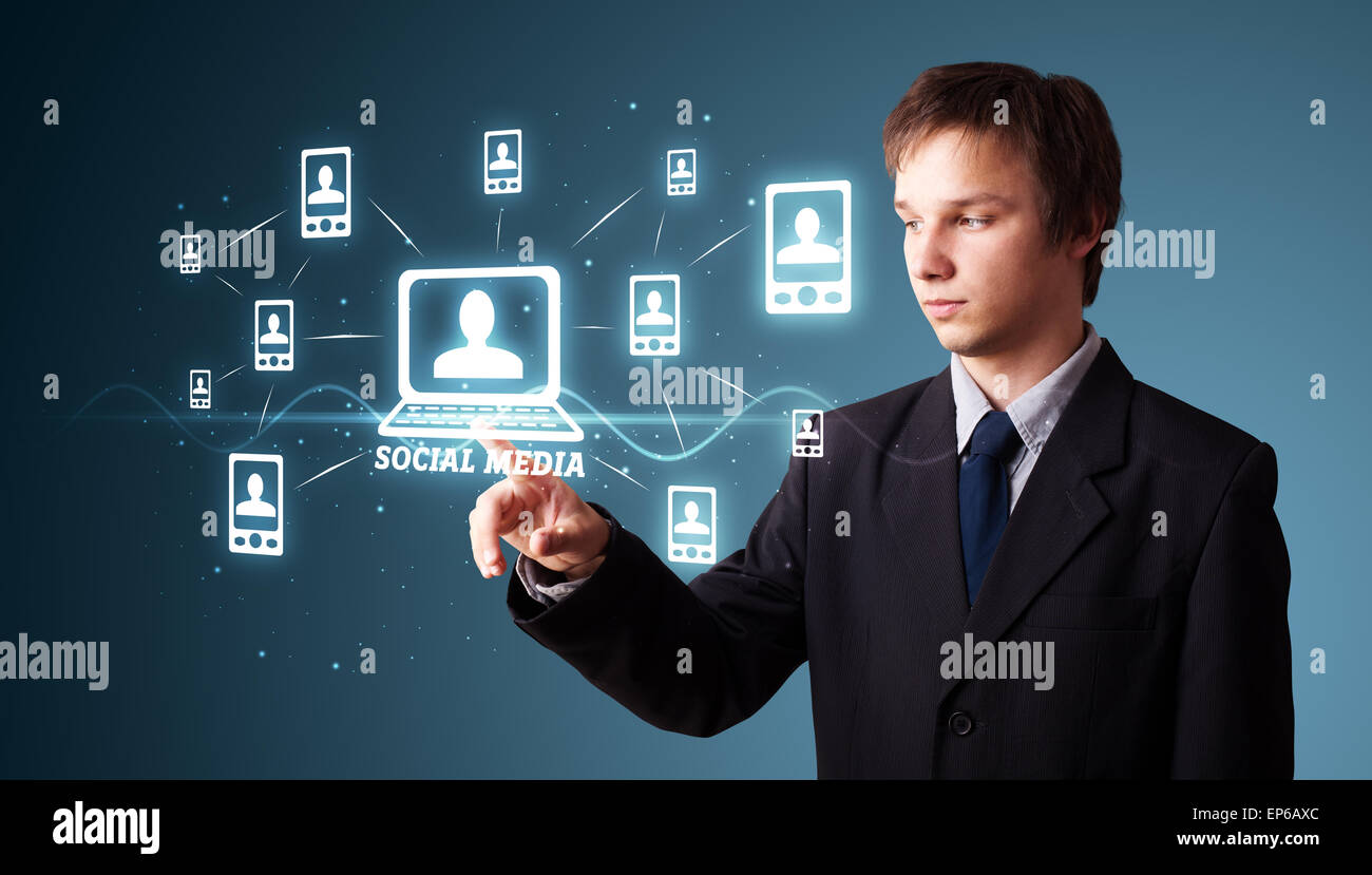 Imprenditore moderno di pressatura di tipo sociale di icone Foto Stock