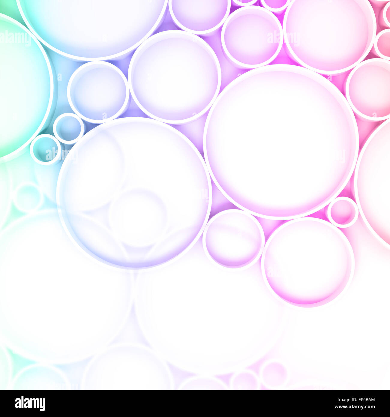 Piazza astratta sfondo digitale pattern con anelli colorati su sfondo bianco, gradiente luminoso filtro tonale, 3d Foto Stock