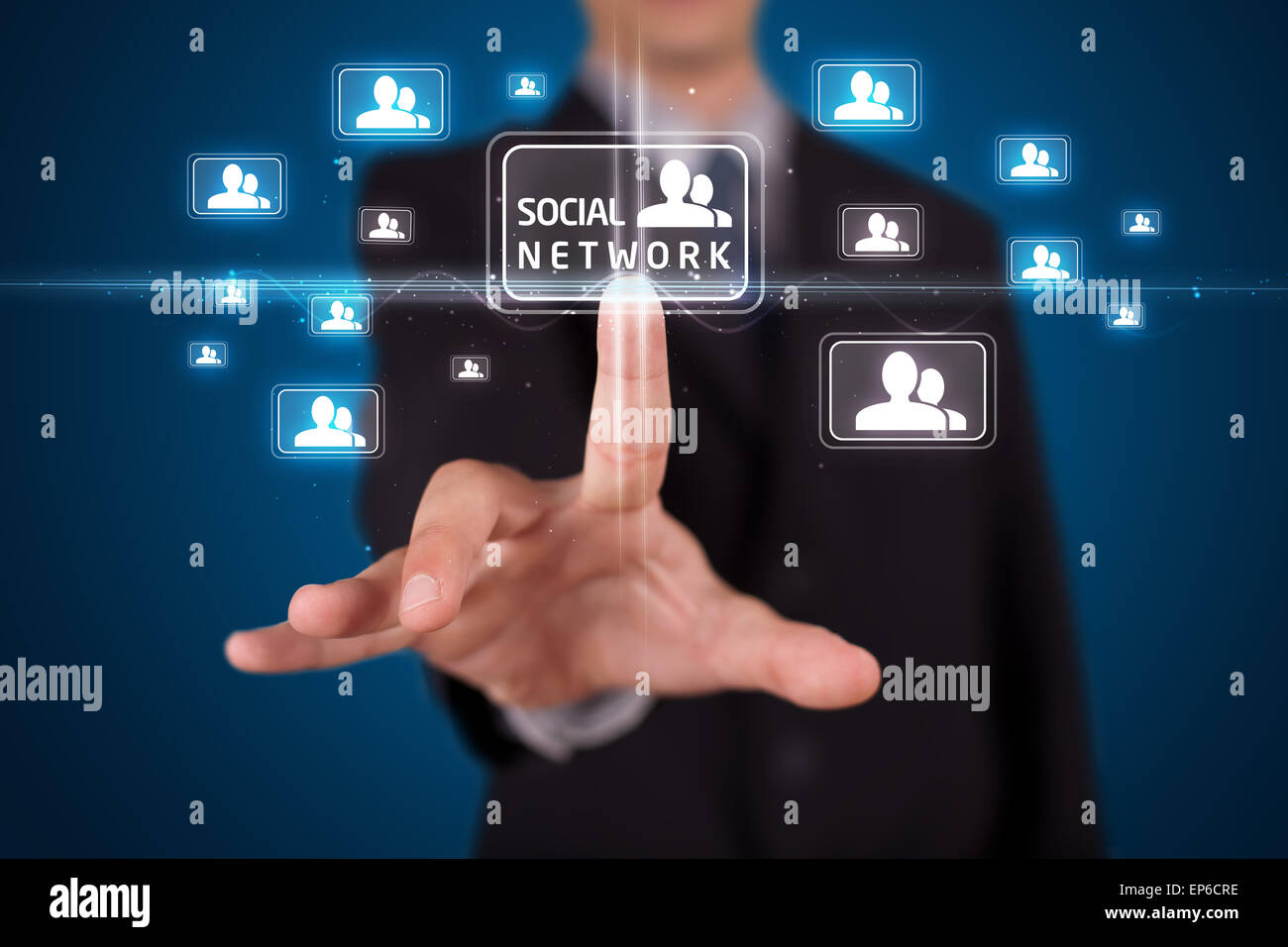 Imprenditore moderno di pressatura di tipo sociale di icone Foto Stock