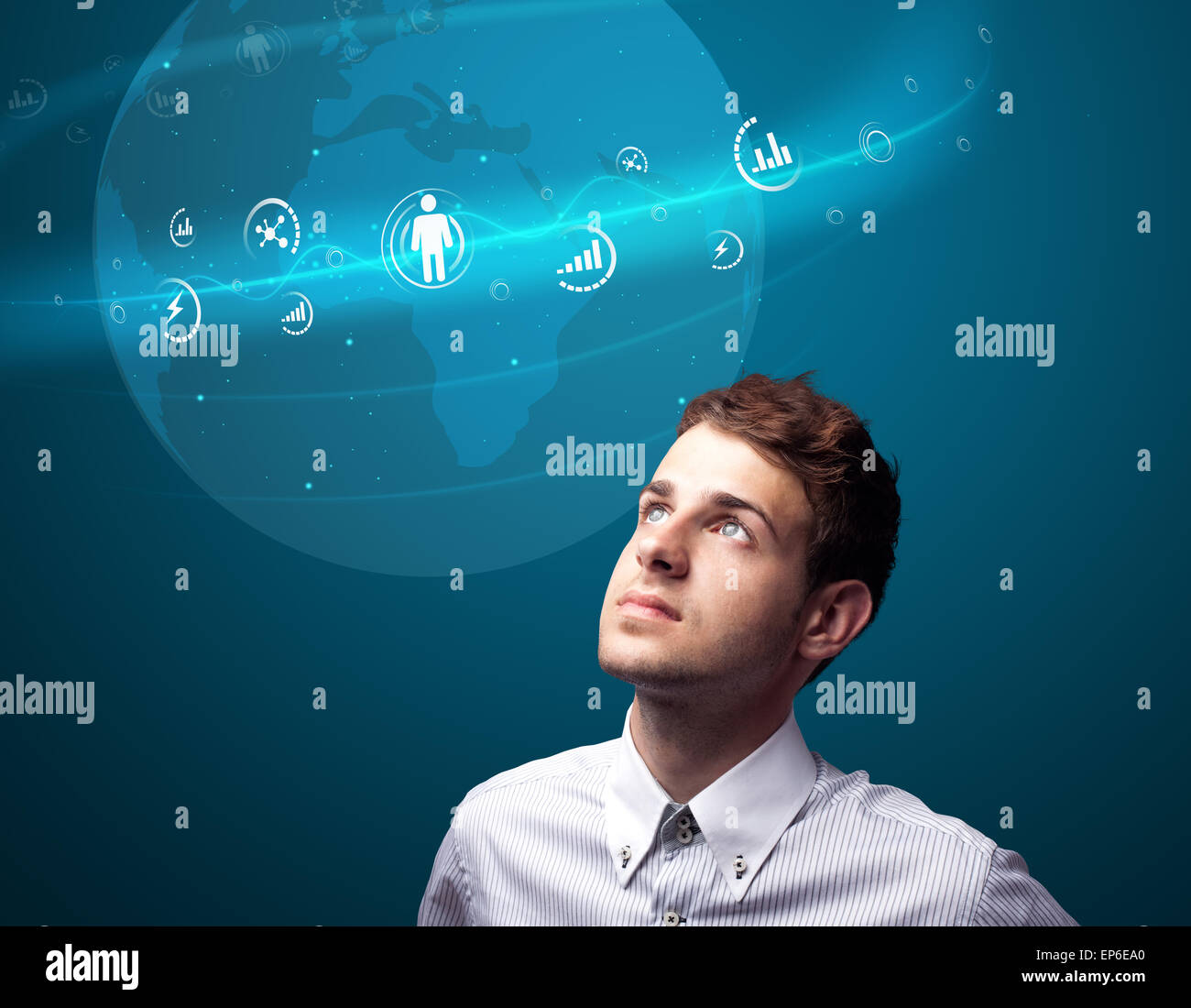 Imprenditore moderno di pressatura di tipo sociale di icone Foto Stock