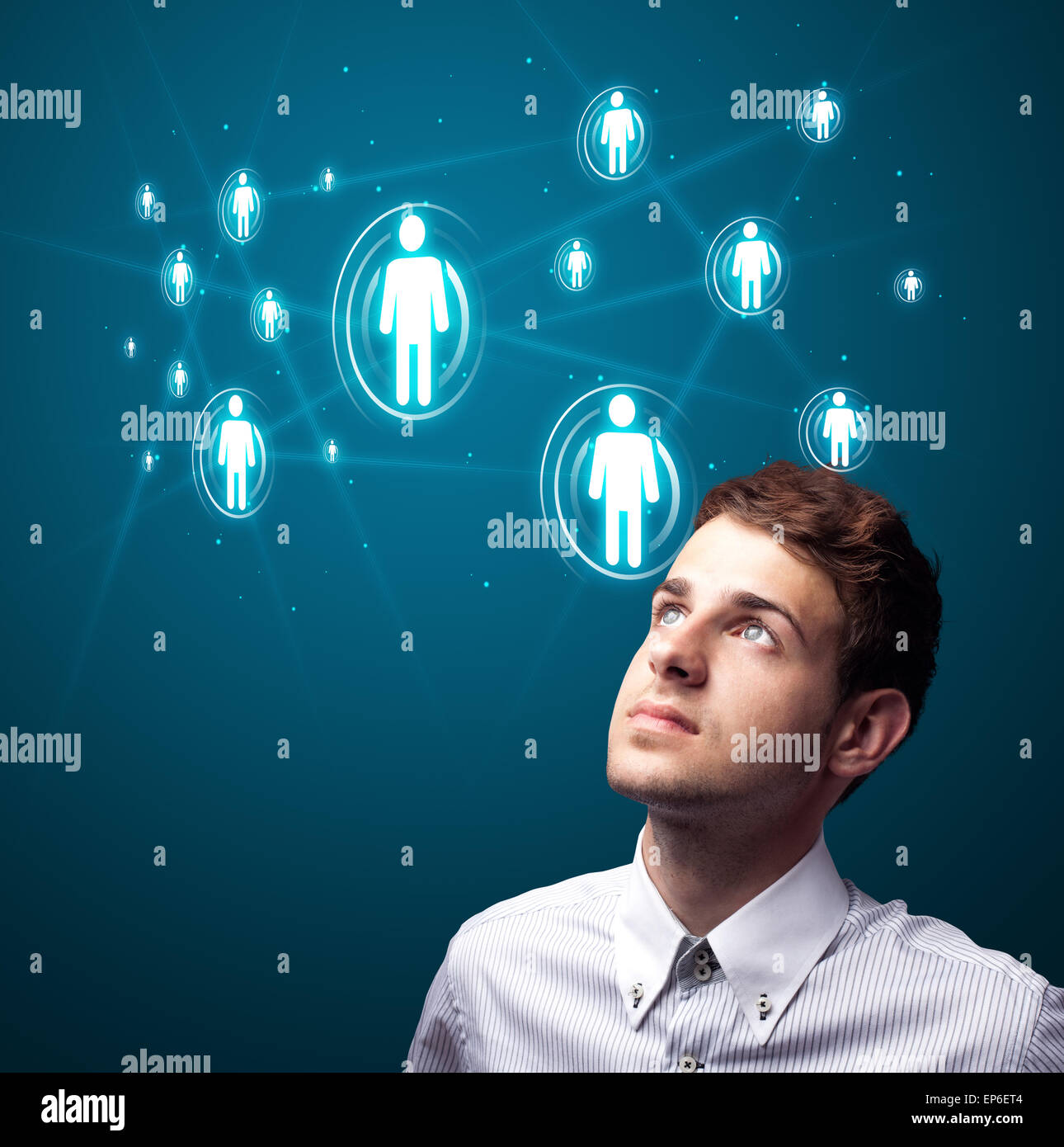 Imprenditore moderno di pressatura di tipo sociale di icone Foto Stock