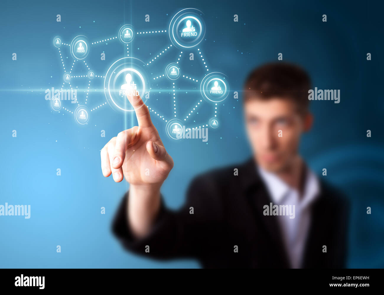 Imprenditore moderno di pressatura di tipo sociale di icone Foto Stock