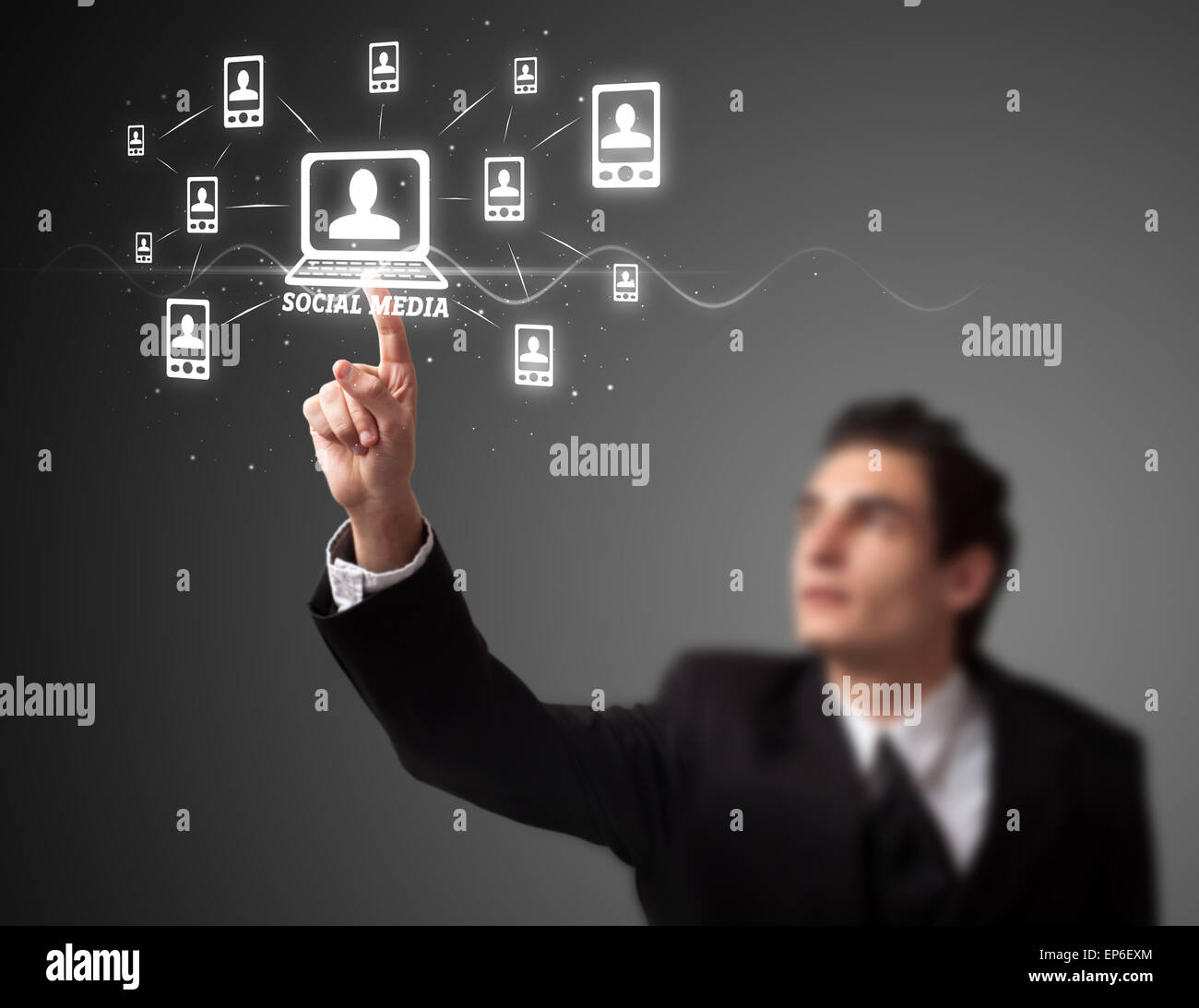 Imprenditore moderno di pressatura di tipo sociale di icone Foto Stock