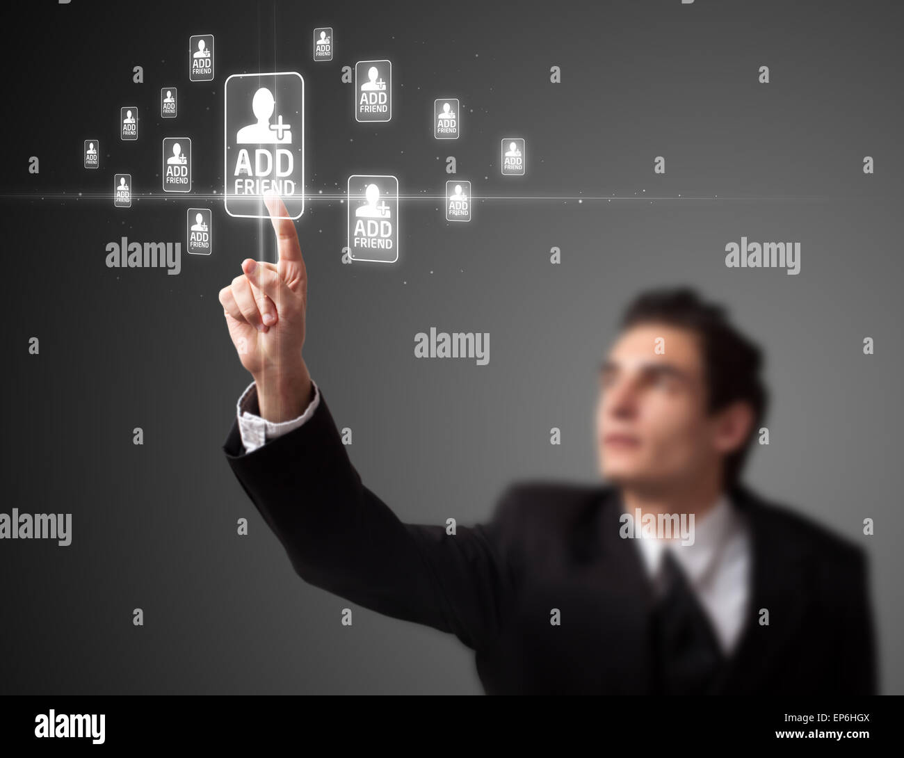 Imprenditore moderno di pressatura di tipo sociale di icone Foto Stock